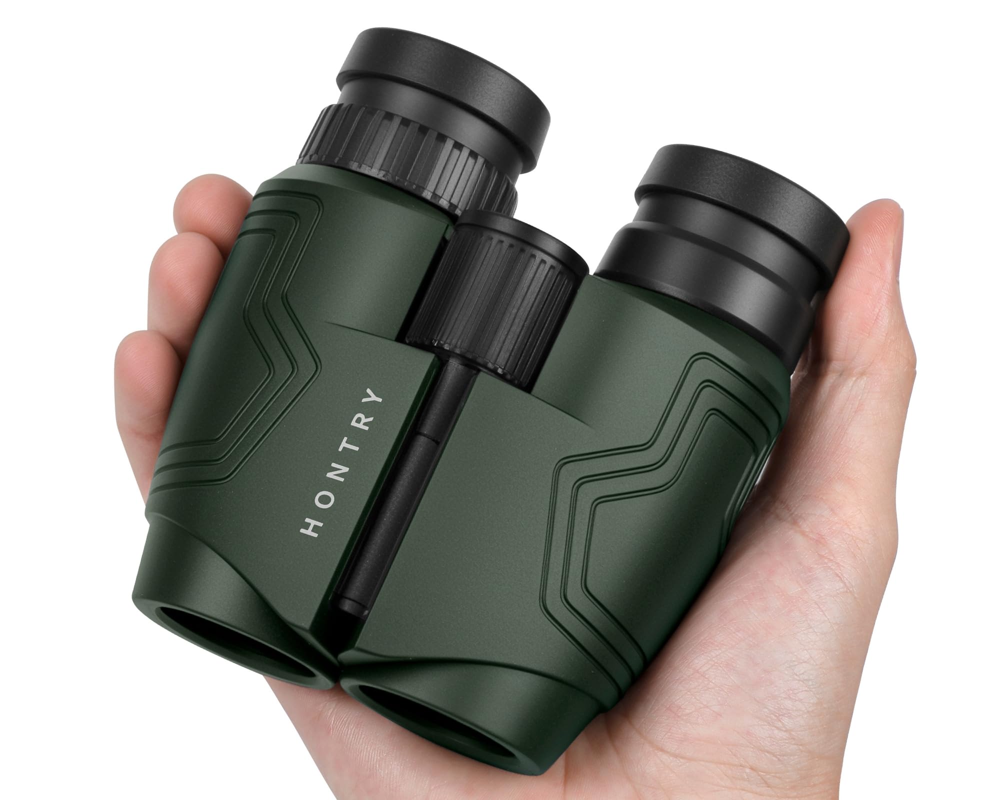 Hontry Travel Binoculars for Adults and Kids, Easy-Focus and Image Stabilization with Close Focus (Green, 12x25)