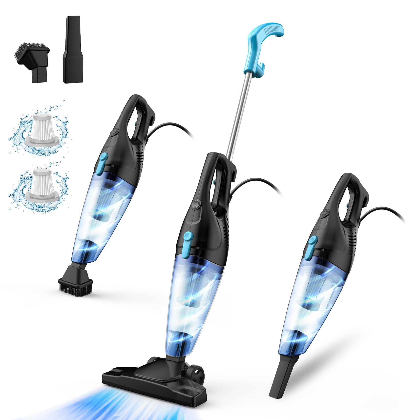Corded Vacuum Cleaner, 4 In 1 Vacuum Cleaners For Home 15Kpa Power Suction Lightweight Stick Vacuum With Washable Hepa Filter Co