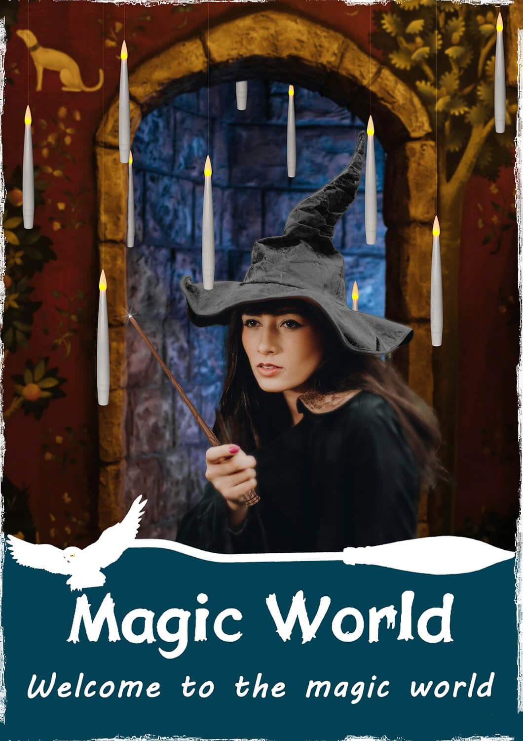 Leejec Christmas Decorations, Floating Candles With Magic Wand Remote (6/18H Timer), 20Pcs 6.1'' Hanging Flameless Taper Candles