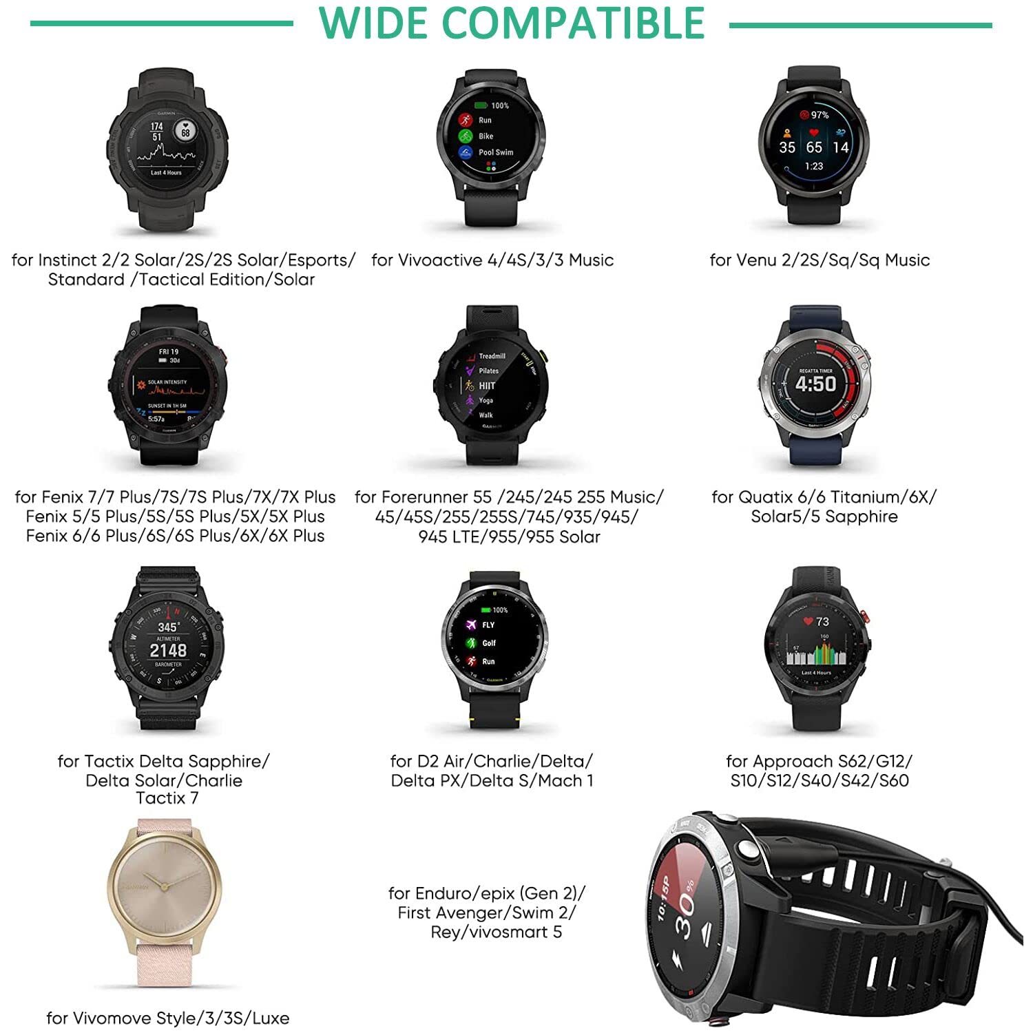 Garmin Watch Charger To Type C Adapter, 2Pack Compatible With Garmin Fenix 7/7S/7X/6S/6/6X/5S/5/5X, Instinct 1/2/2S/Tide/Tactical, Forerunner, Vivomove,Vivoactive,Venu Series And More