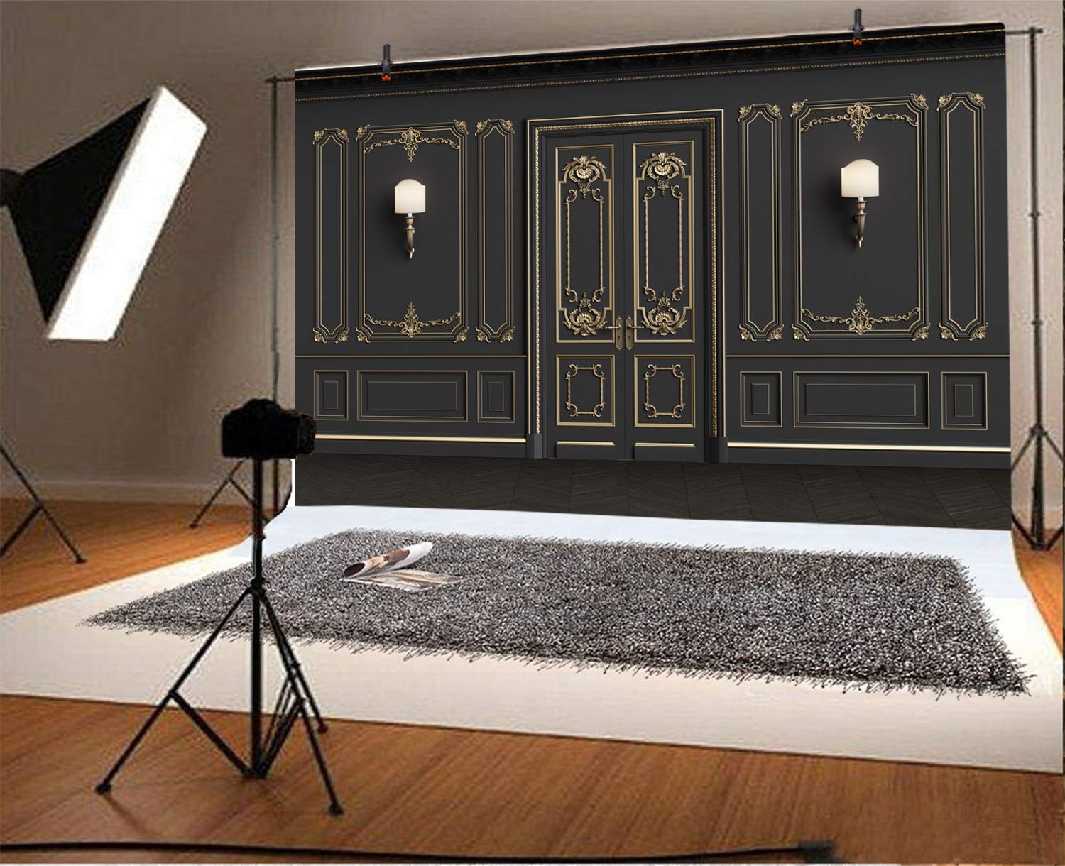 Leyiyi 10X8Ft Vintage Room Inside Backdrop European Frame French Door Modern Castle House Cementery Wall Vintage Lantern Photo Background Cowboy Kids Birthday Portrait Studio Prop Vinyl Wallpaper