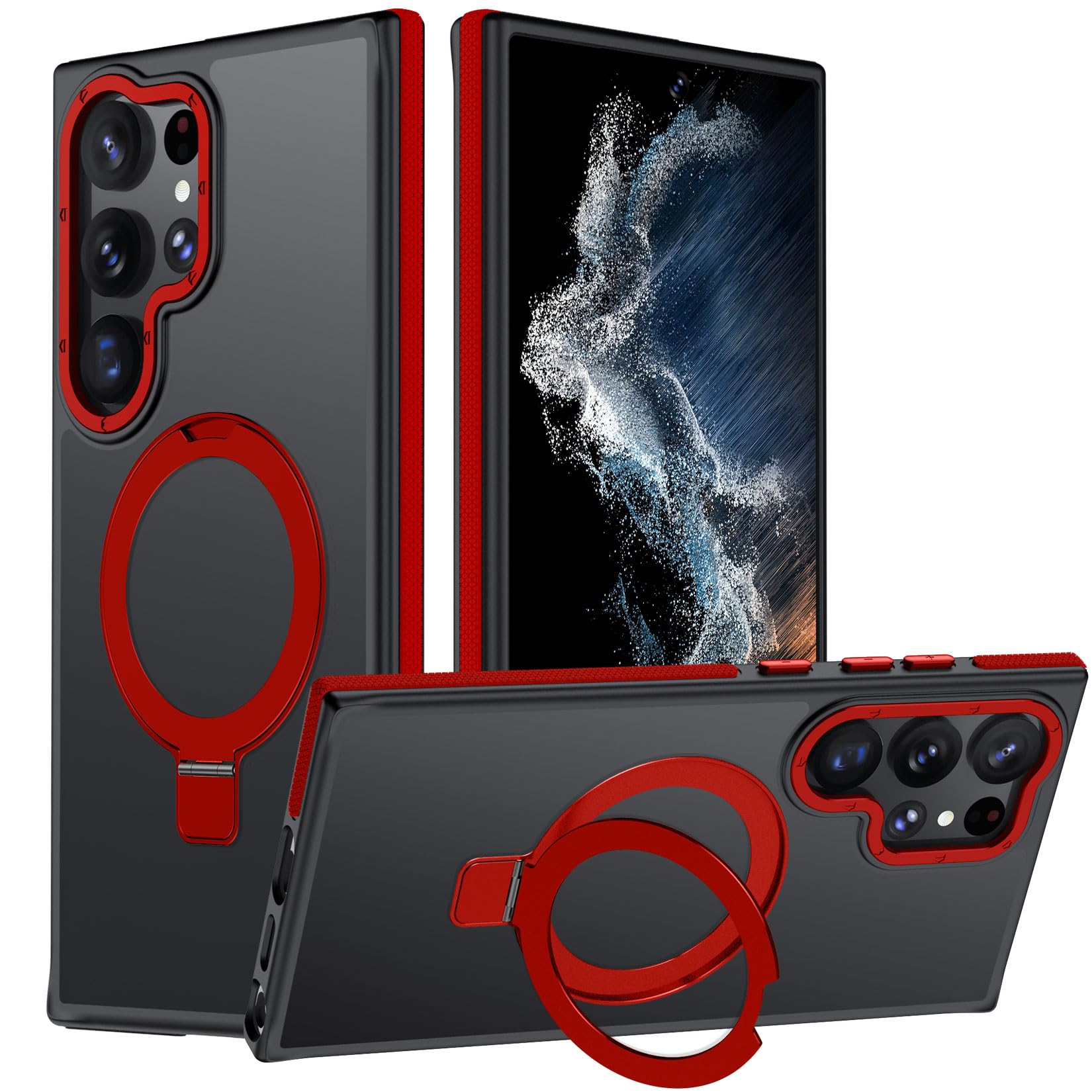 Mondelete For Samsung Galaxy S22 Ultra Case, Magnetic Adjustable Ring Stand [Fit For Magsafe], [Military-Grade Shockproof Protec