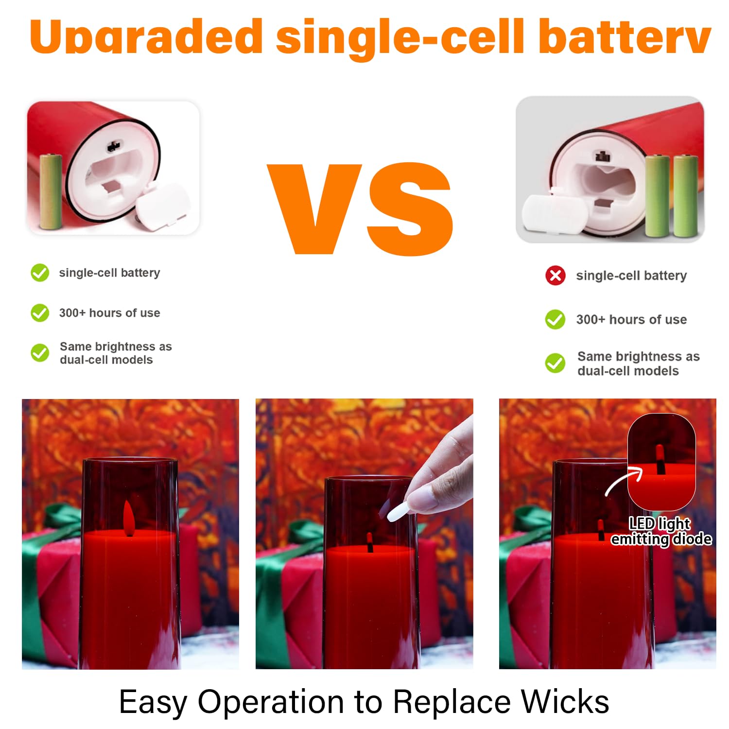 Kakoya Flickering Flameless Candles Battery Operated With Remote And 2/4/6/8 H Timer Plexiglass Led Pillar Candles Pack Of 9 (D2