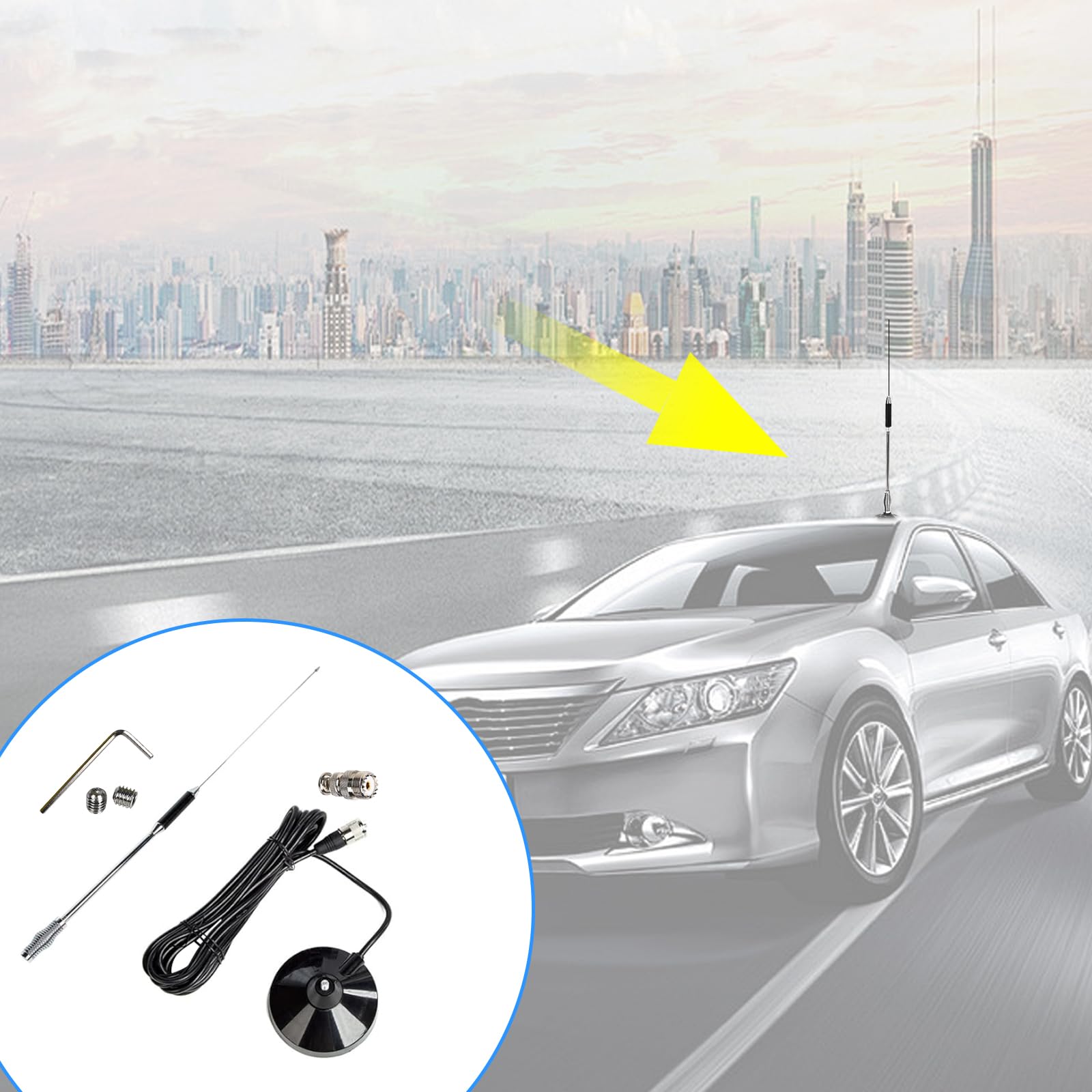 27Mhz Cb Radio Antenna 27Inch With Bnc Adaptor And Magnetic Mount For President Midland Cobra Uniden Anytone Truck Radio