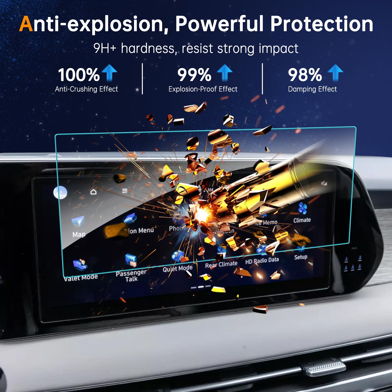 Shaohao For 2024 2025 Hyundai Pasalide Screen Protector Matte Fit For Hyundai Palisade Accessories 2025 2024 2023 Palisade (Se/Sel/Xrt/Limited/Calligraphy) 12.3 Inch Anti Glare Navigation Cover