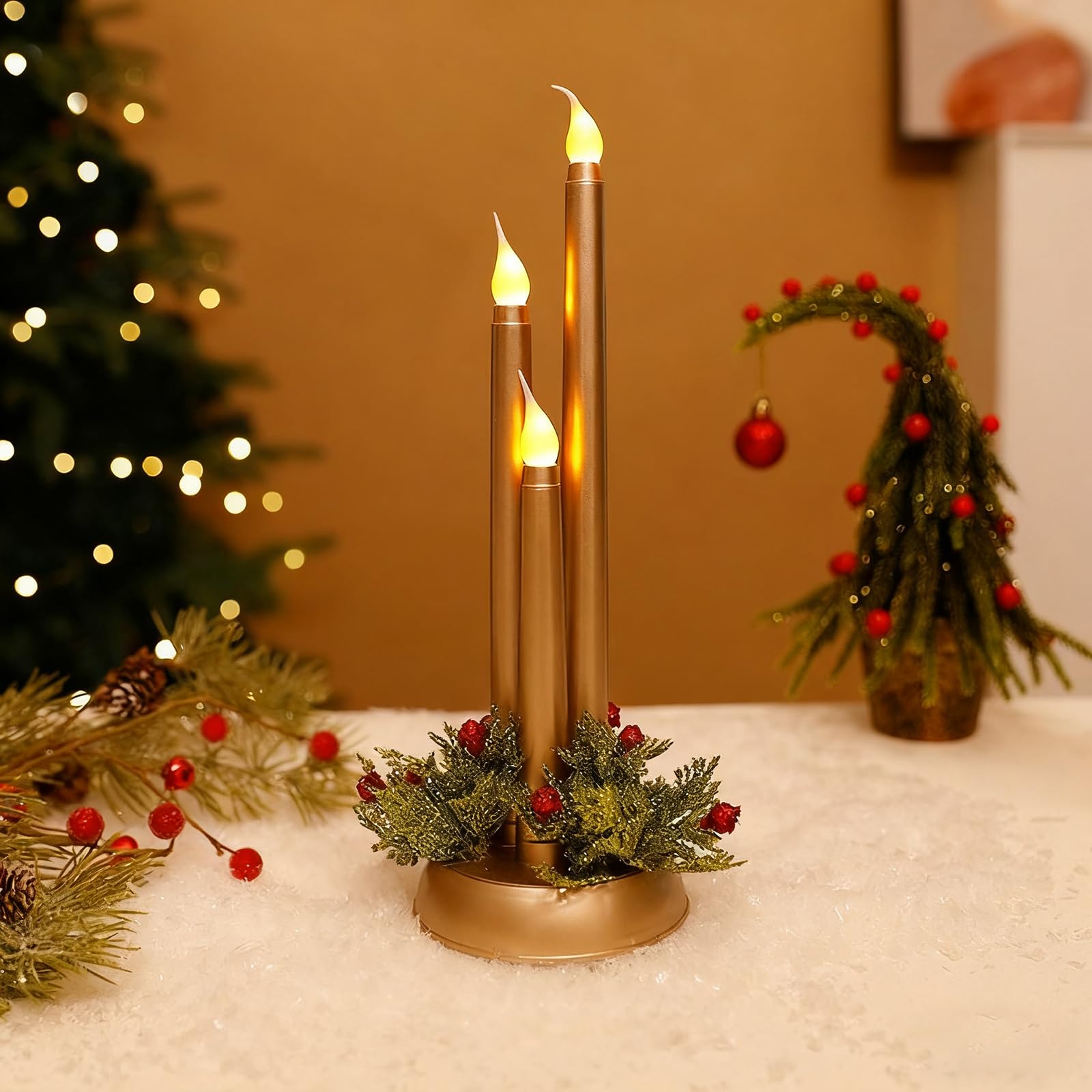 GOUTOOL Flameless Votive Candles, 3 Pcs Flickering Flameless Candle Lights with Remote & Timer, Battery Operated LED Candle Ligh