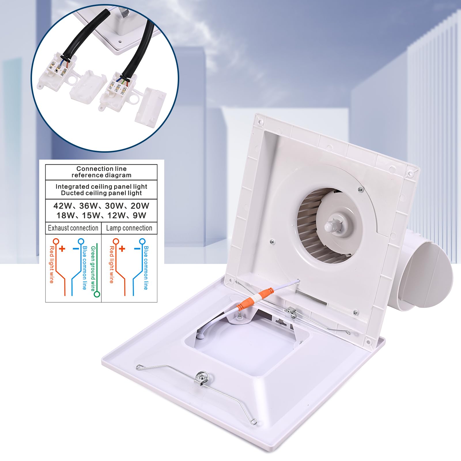 Feiton Square Bathroom Exhaust Fan With Led Light, 110 Cfm 30W 4 Inch Duct, 110 220V 1.0 Sones Quiet Bathroom Ventilation Fan Li