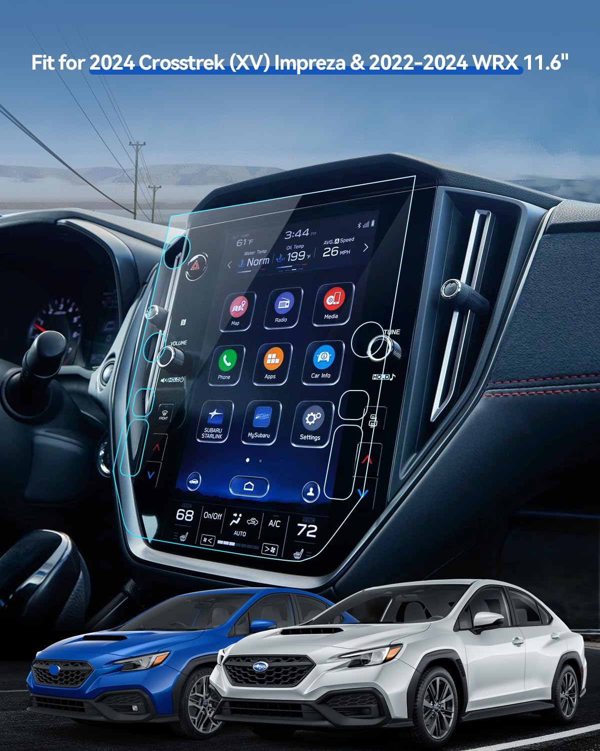 Lantu 2Pcs Ascent Screen Protector For 2023 2024 Subaru Ascent Accessories Center Control Touchscreen Car Navigation Protector F