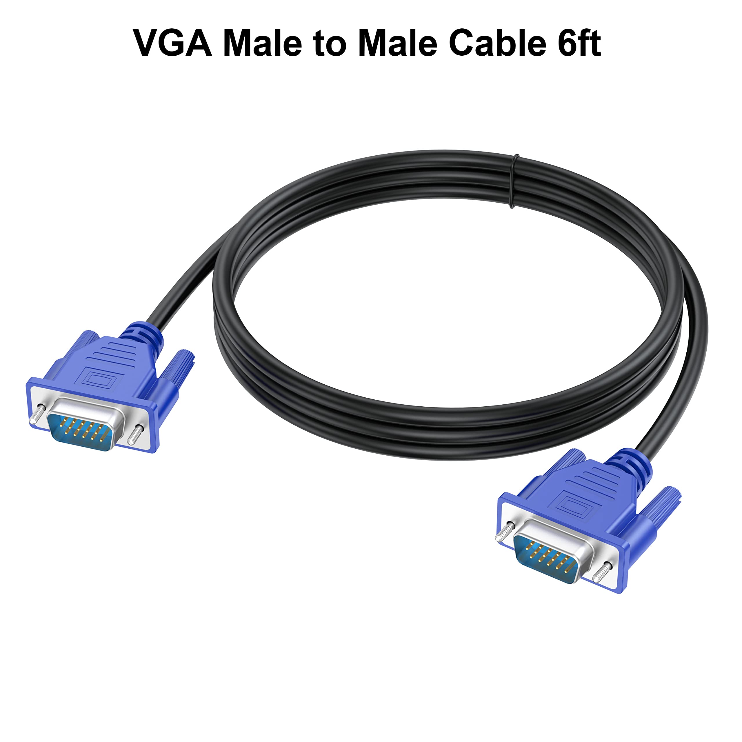 Urelegan Vga To Vga Cable 6 Feet 5 Pack, Vga To Vga Monitor Cable 1080P Full Hd Male To Male Cord Hd15 For Computer Pc Monitor L