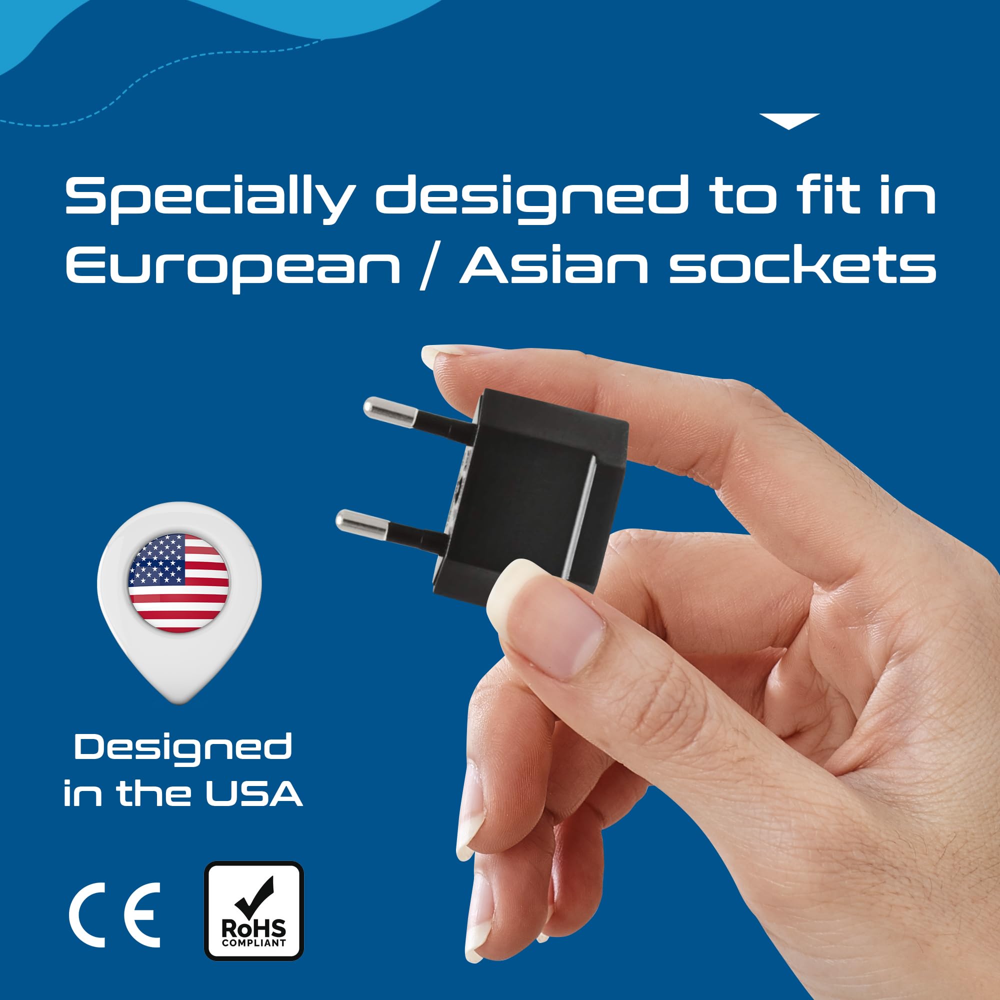 Ceptics European Plug Adapter Type C Power Adaptor, Convert From America Type A Usa To Eu Europe Asia Italy Plug Outlet Adapters