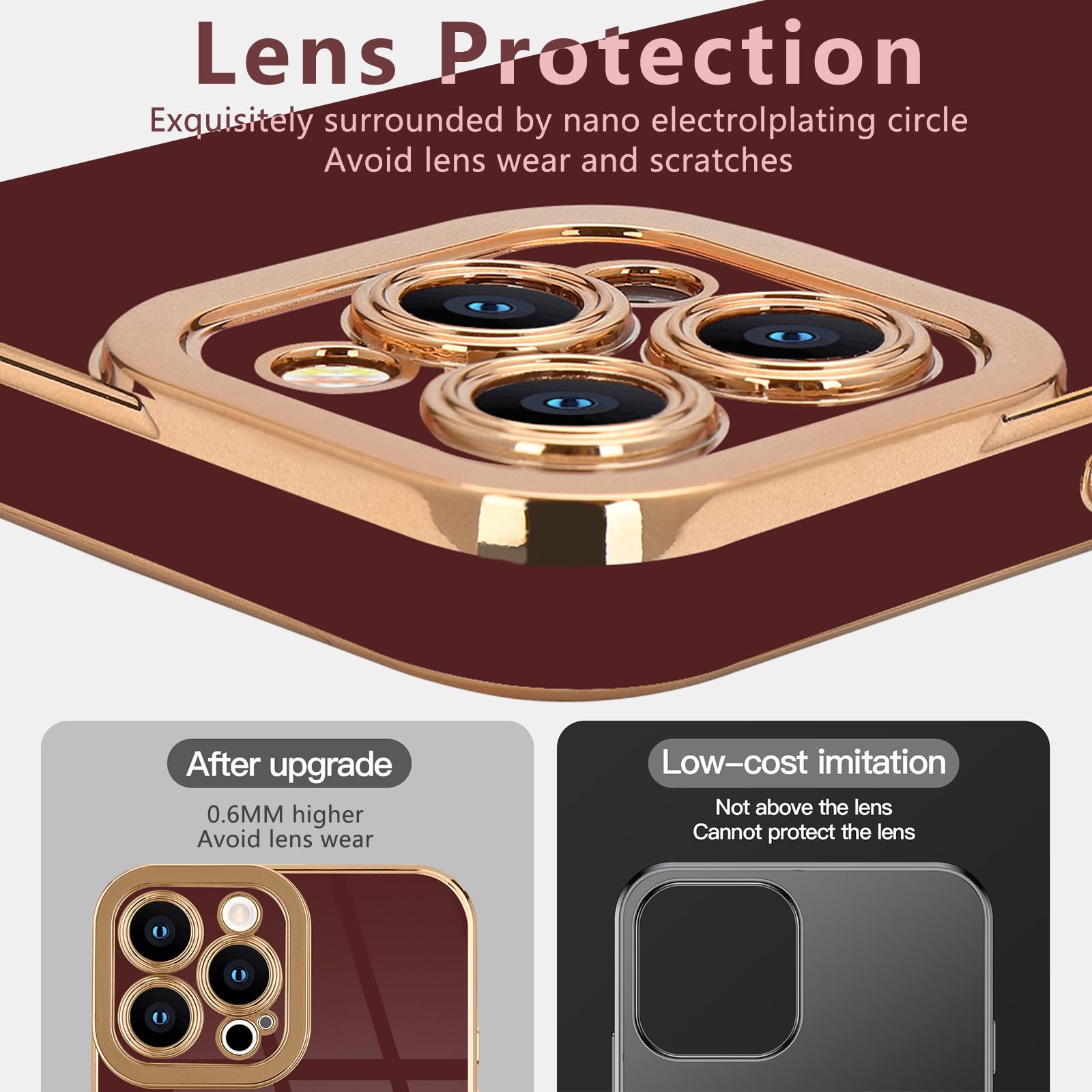 Lafunda Designed For Iphone 16 Pro Max Case Cute, Luxury Plating Case For Women Girls Gold Edge Tpu Bumper Cover With Camera Pro