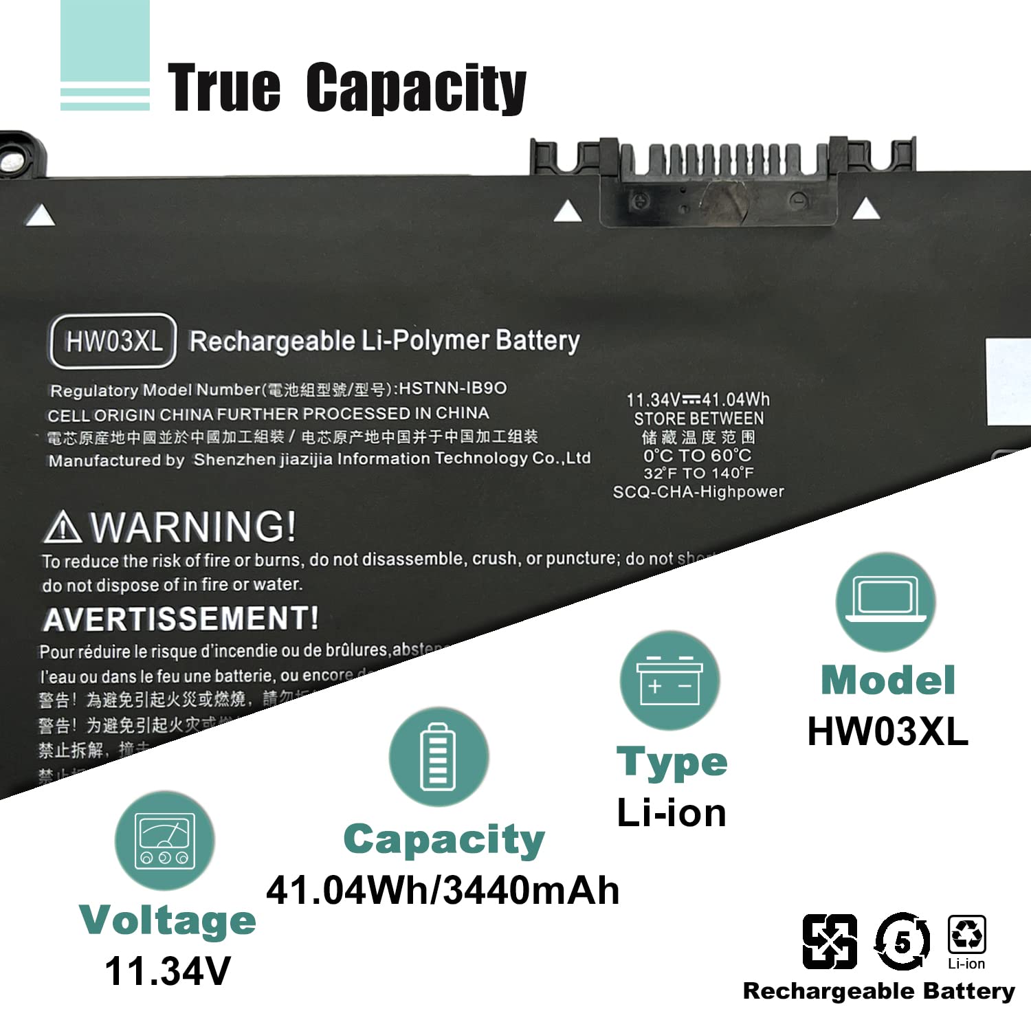 Boweirui Hw03Xl L97300 005 41.04Wh Laptop Battery Replacement For Hp Pavilion 15 Eg 15 Eg00000 15 Eh 15 Eh0090Wm Df15 Series L96