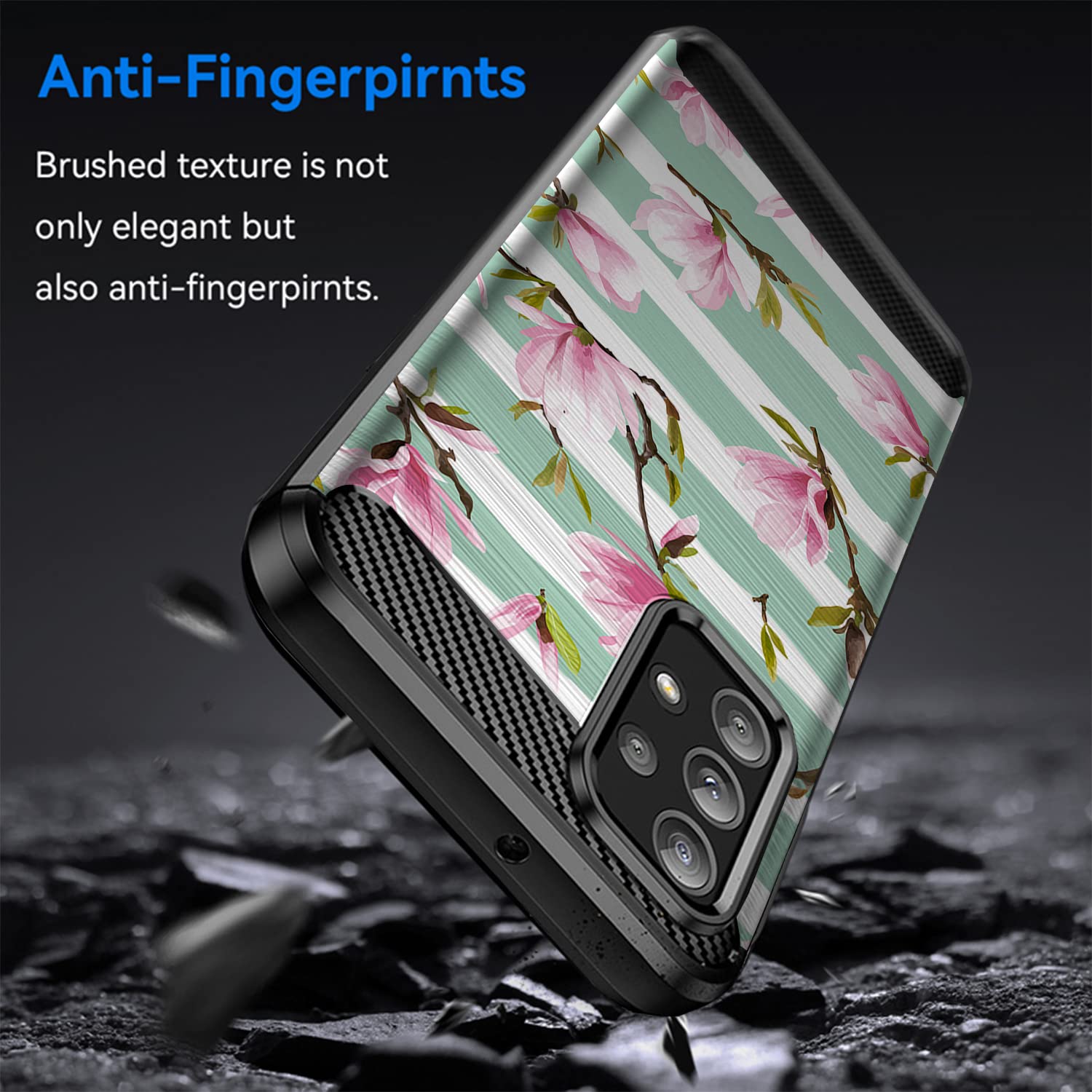 Casesondeck Case Compatible With [Samsung Galaxy A23 5G / A23 Case] Tribal Floral Matte Tpu Flexible Carbon Fiber Textured (Stri