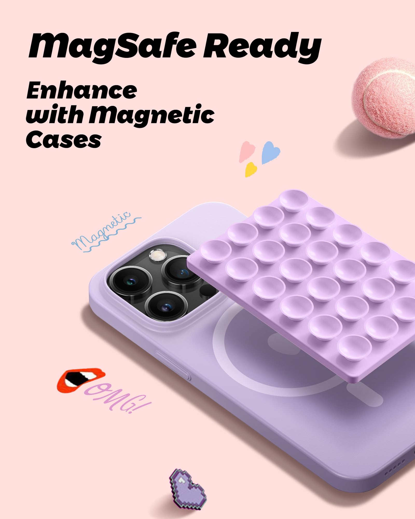 Amband Silicone Suction Phone Mount Trendy Stocking Stuffers For Women Mom, Detachable Sticky Holder For Iphone Cute Stylish Pre