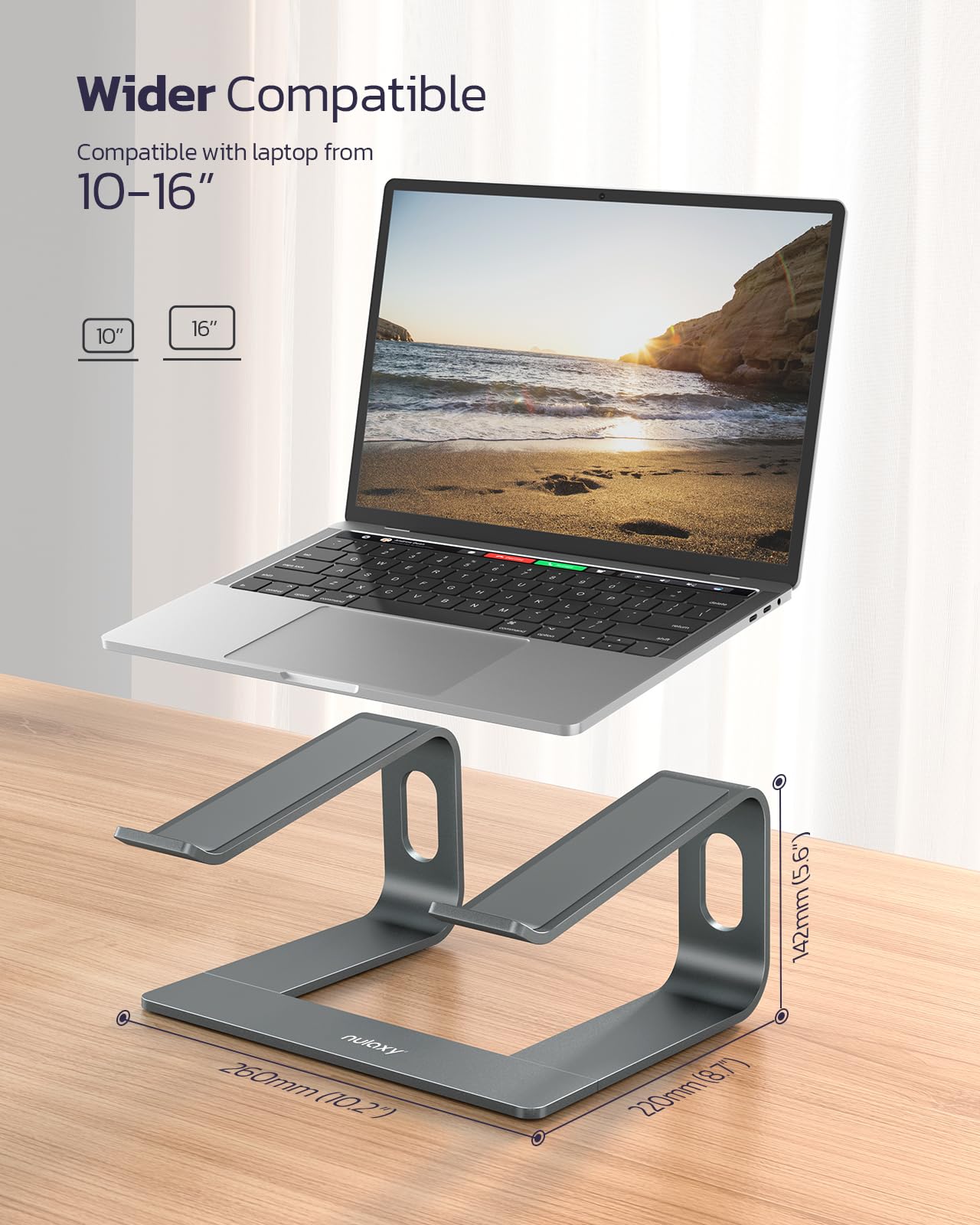 Nulaxy Laptop Stand, Detachable Ergonomic Laptop Mount Computer Stand For Desk, Aluminum Laptop Riser Notebook Stand Compatible With Macbook, Dell Xps, All 10 16' Laptops   Gray