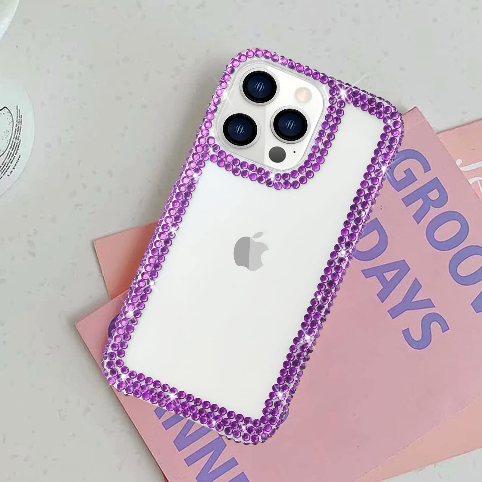 Bonitec Compatible With Iphone 14 Pro Max Case For Women Girls 3D Glitter Sparkle Bling Case Luxury Shiny Cute Crystal Charms Rh