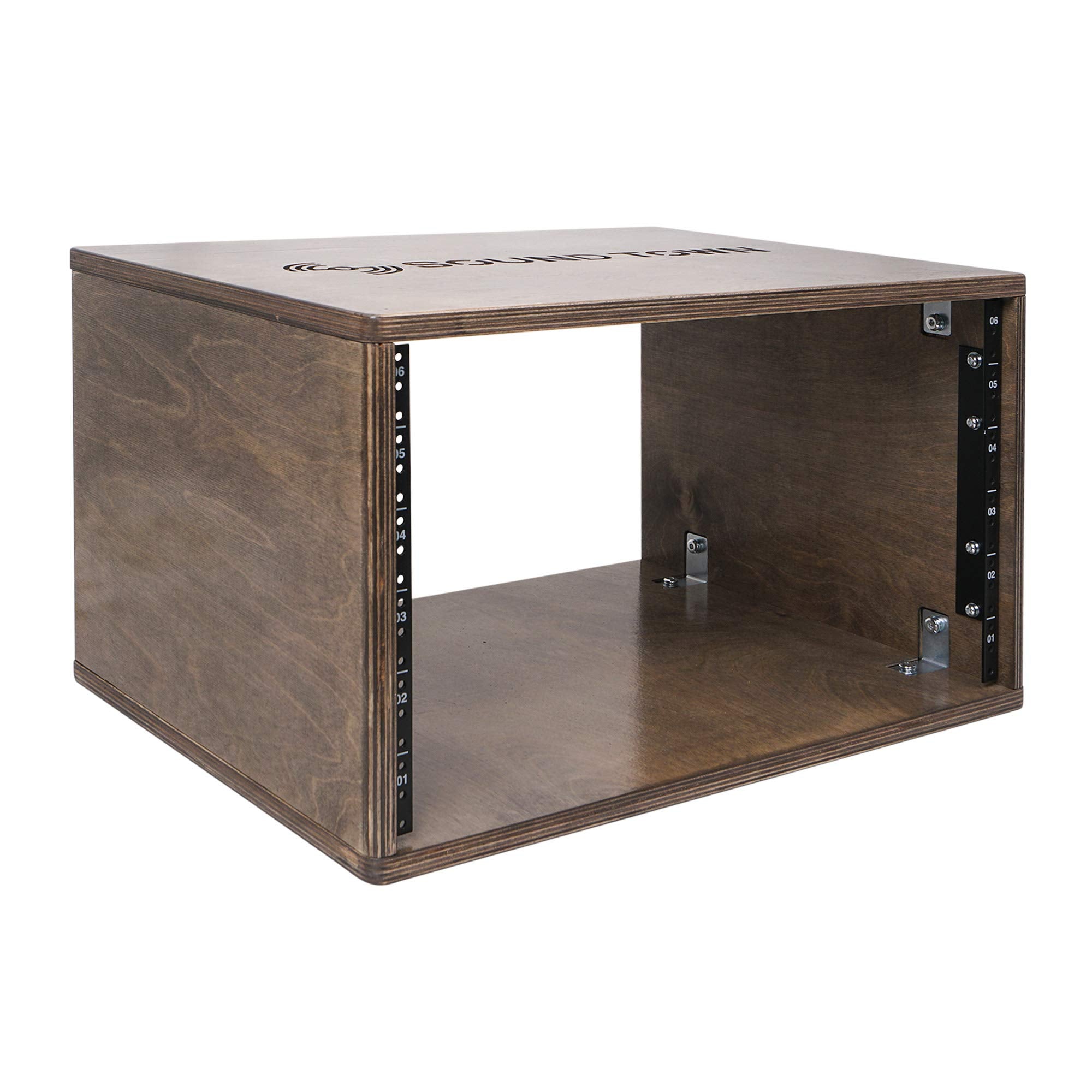 Sound Town Diy 6U Studio Rack With Solid Baltic Birch Plywood, Weathered Brown (Sdrk Y6B)