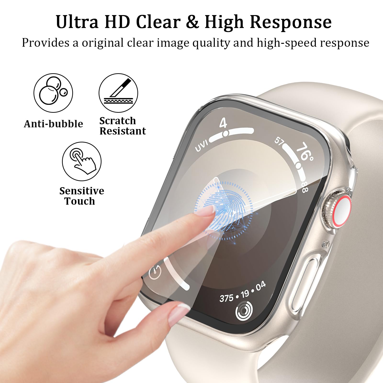 Haanilkyi [6 Pack Case With Tempered Glass Screen Protector For Apple Watch 41Mm Series 9 Series 8 Series 7, Ultra Thin Full Cov