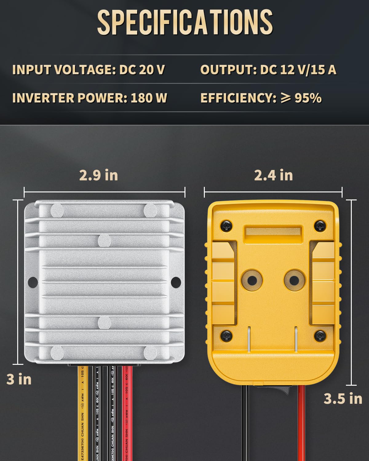 Vibit 20 V To 12 V Step Down Converter For Dewalt Battery, Dc Power Adapter, Voltage Reducer Transformer 180 W Buck Converter Re