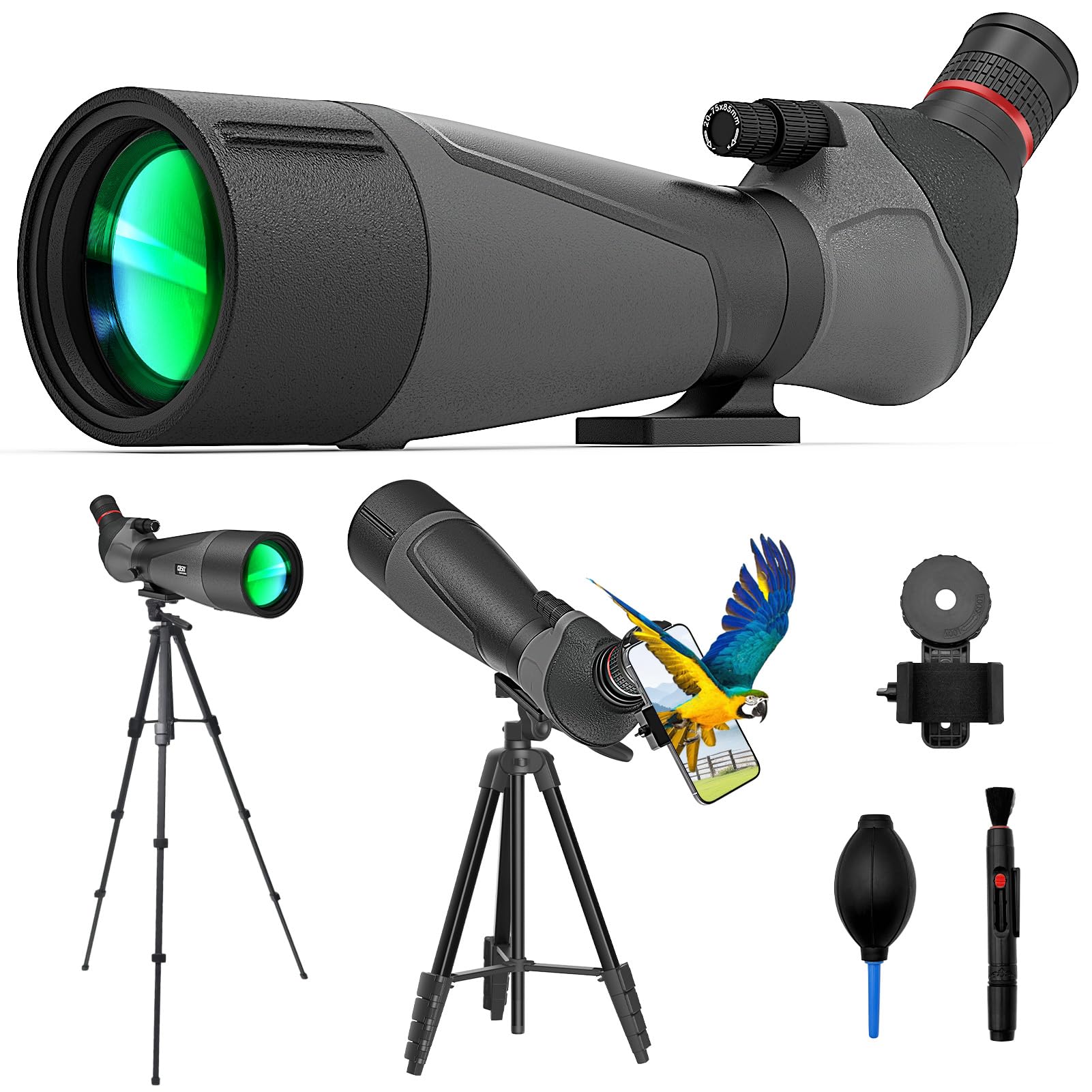 Gosky 20 60X85 Spotting Scope With Full Size Tripod, Phone Adapter And Cleaning Kit, Spotting Scopes For Bird Watching, Wildlife