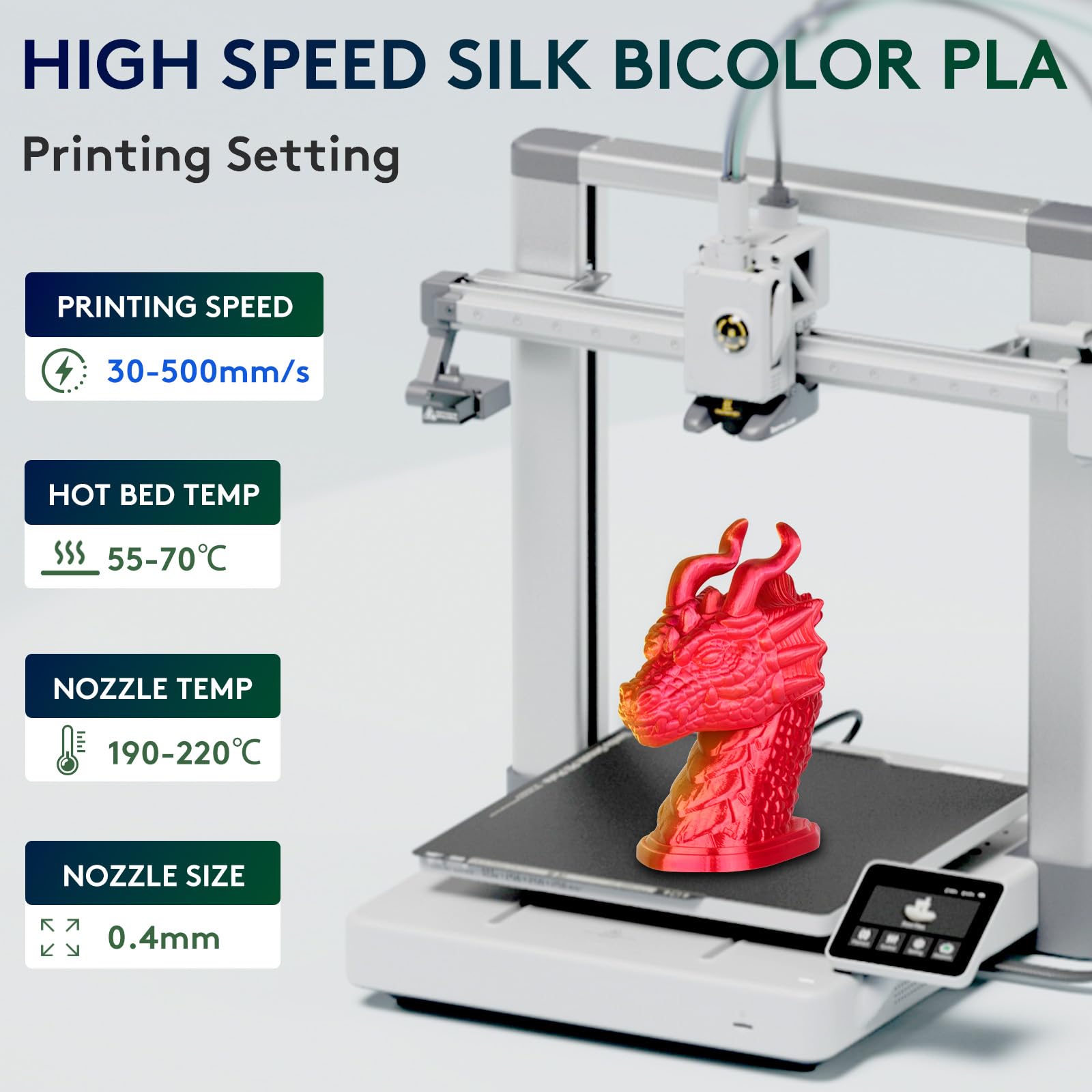 Eryone Silk Dual Color Filament Pla 3D Printer 1.75Mm +/  0.03Mm, Coextrusion Filament Pla Shiny Filament 1Kg(2.2Lbs), Red Gold