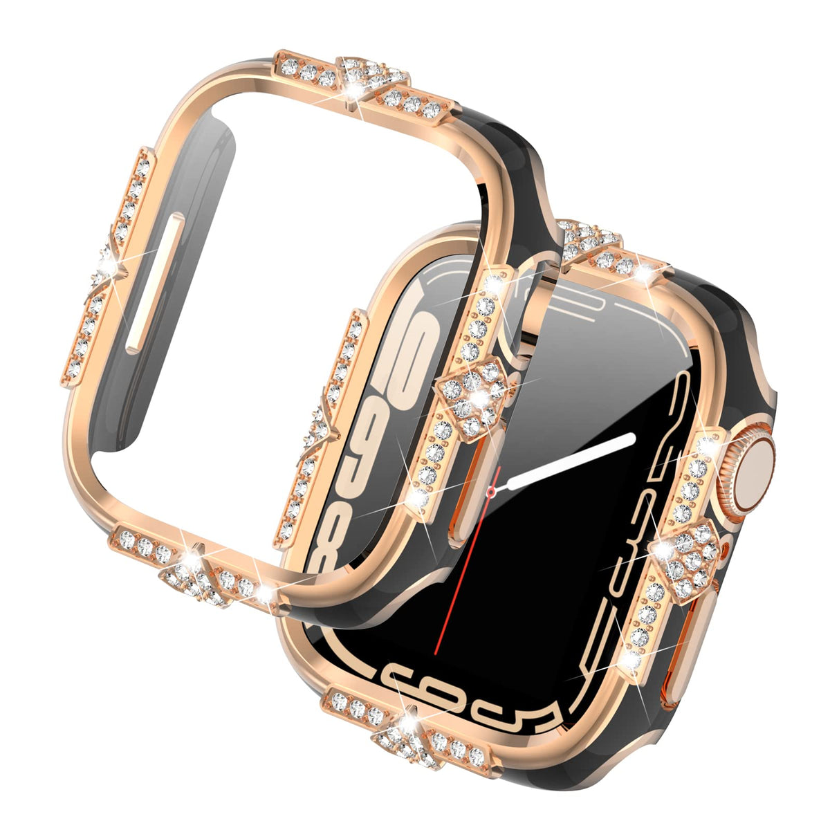 Falandi 45Mm Compatible With Apple Watch Case Series 8/7/6/5/4 Rhinestones With Built In Glass Screen Protector 40/44/41/45Mm Bu