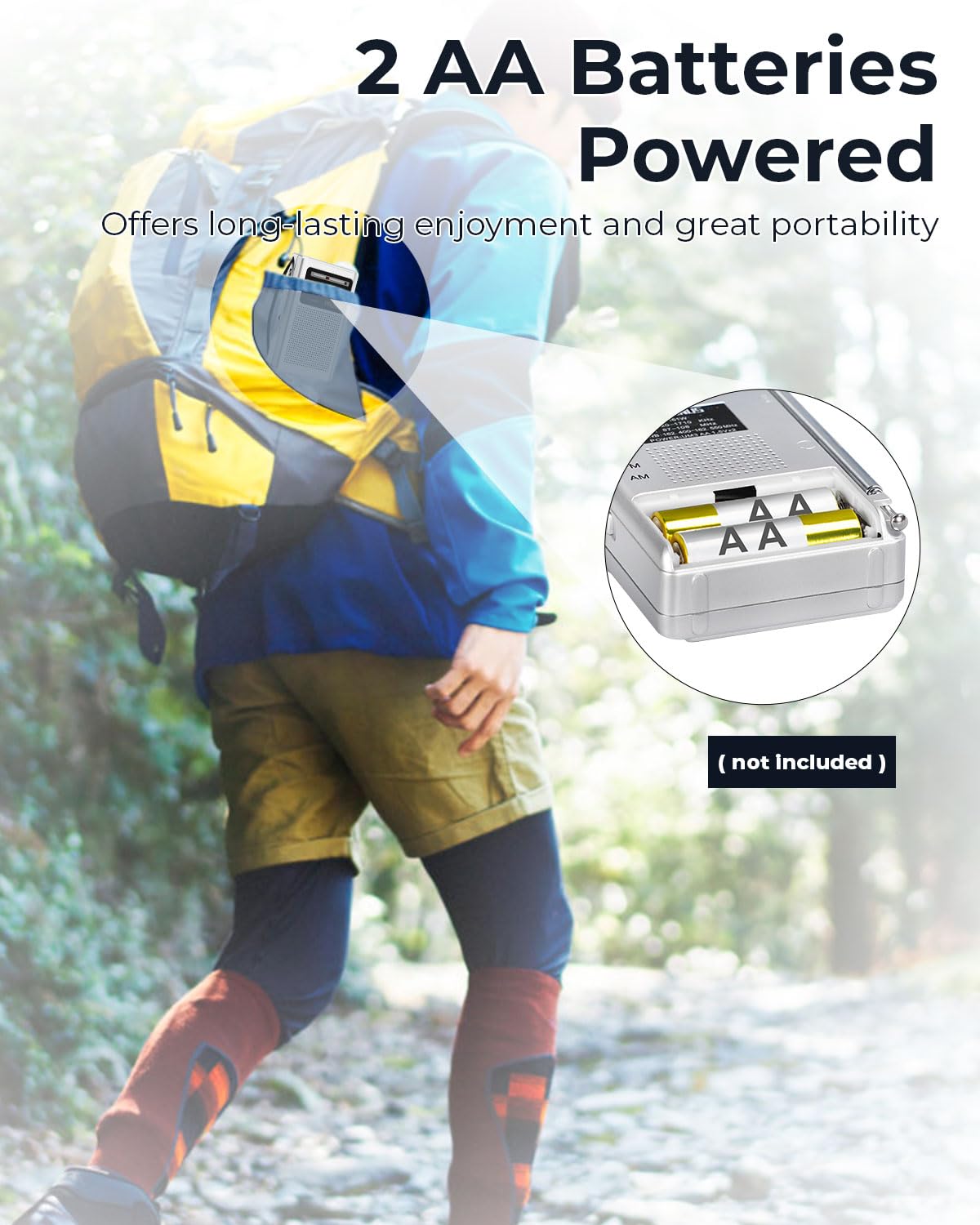 Pocket Noaa Weather Radio, Am Fm Radio Battery Operated By 2 Aa Transistor Radio With Best Reception,Stereo Earphone Jack, For Emergency,Hurricane,Running, Walking,Home (Silver) Prunus