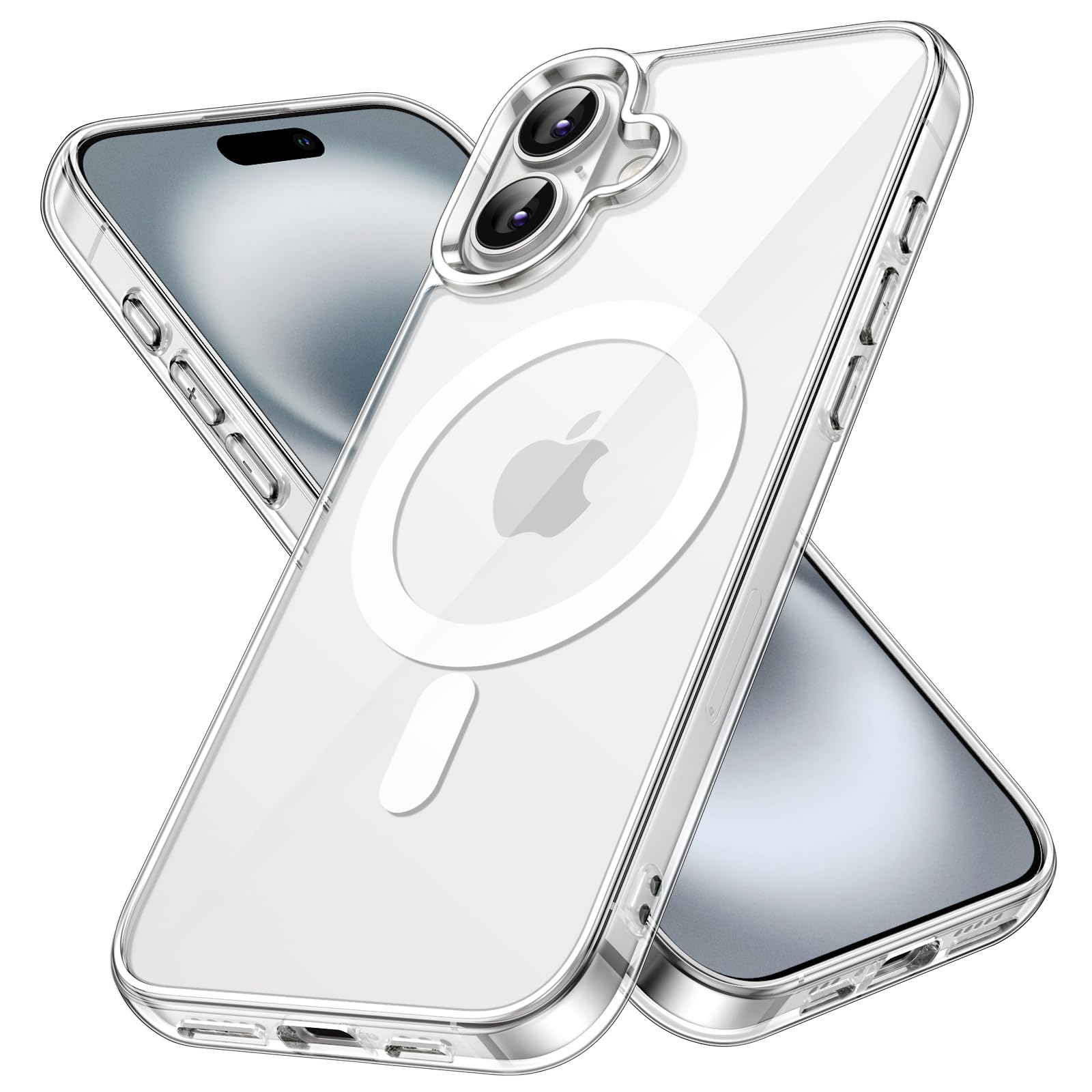 JETech Magnetic Case for iPhone 16 6.1-Inch Compatible with MagSafe, Shockproof Phone Bumper Cover, Anti-Scratch Clear Back (Cle