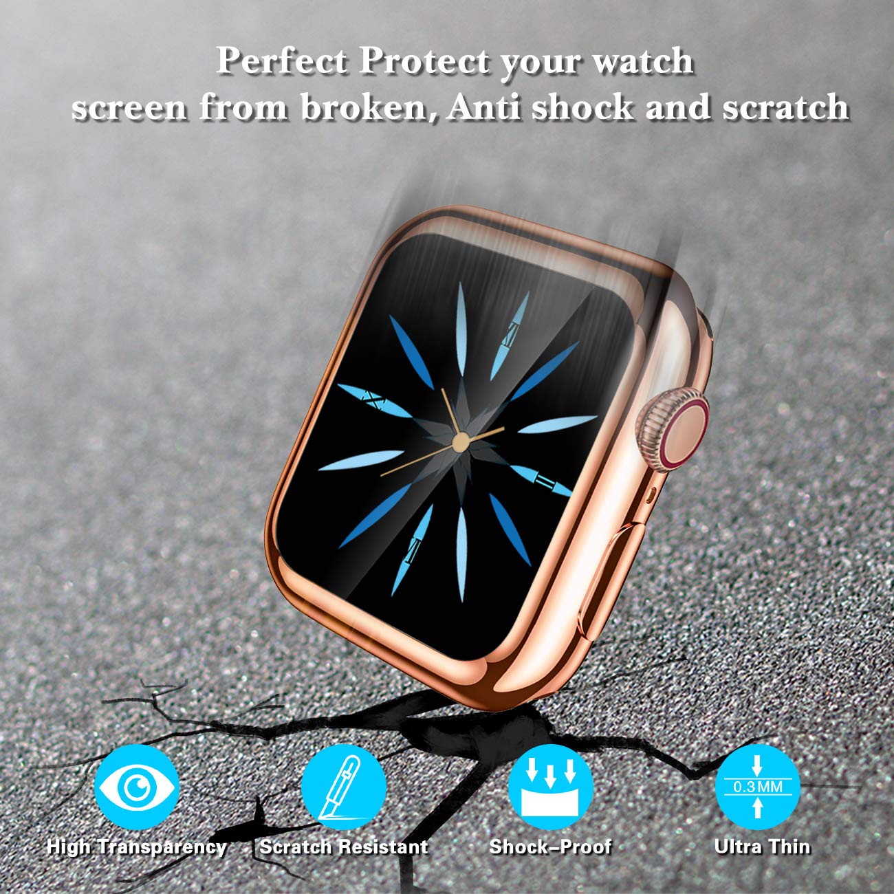 Geak For Apple Watch Case 40Mm Series 6 Series 5 With Screen Protector, 3 Pack Soft Tpu Ultra Thin Cover All Around Protective C