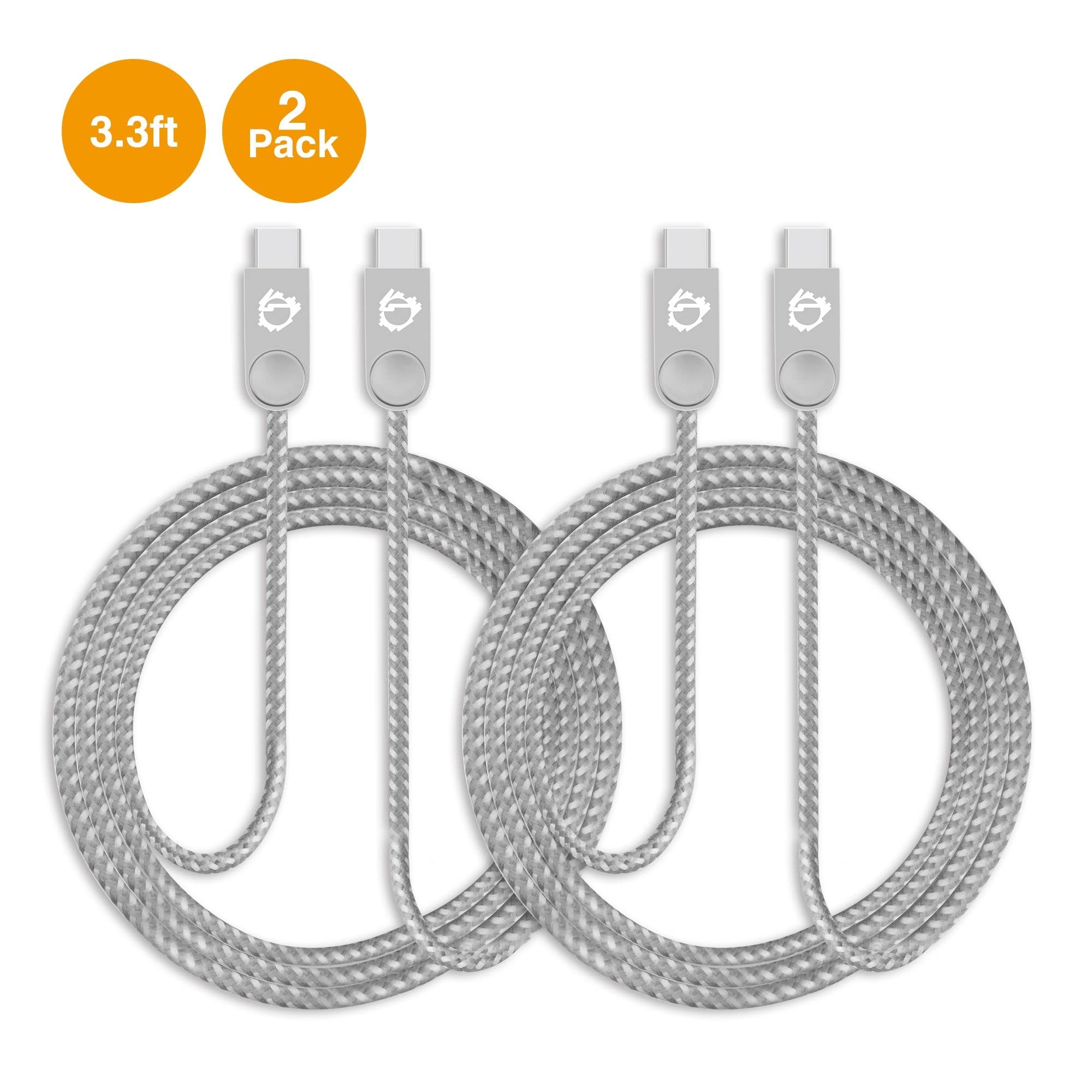 Siig Premium Zinc Alloy Usb-C To Usb-C Charging & Sync Braided Cable - 3.3Ft (2-Pack) - Low Profile Design - Plug-N-Play - Usb T