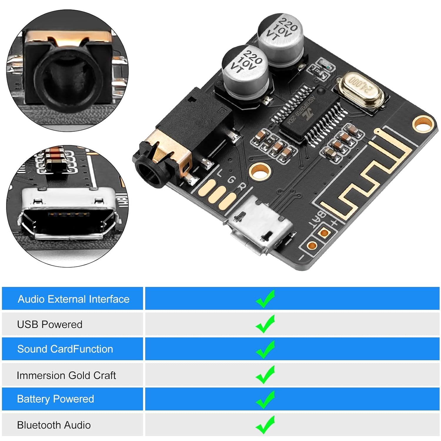 5Pcs Bluetooth Audio Receiver Board Bt 5.0 Stereo Audio Amplifier 3.7 5V Car Speaker Amplifier For Diy