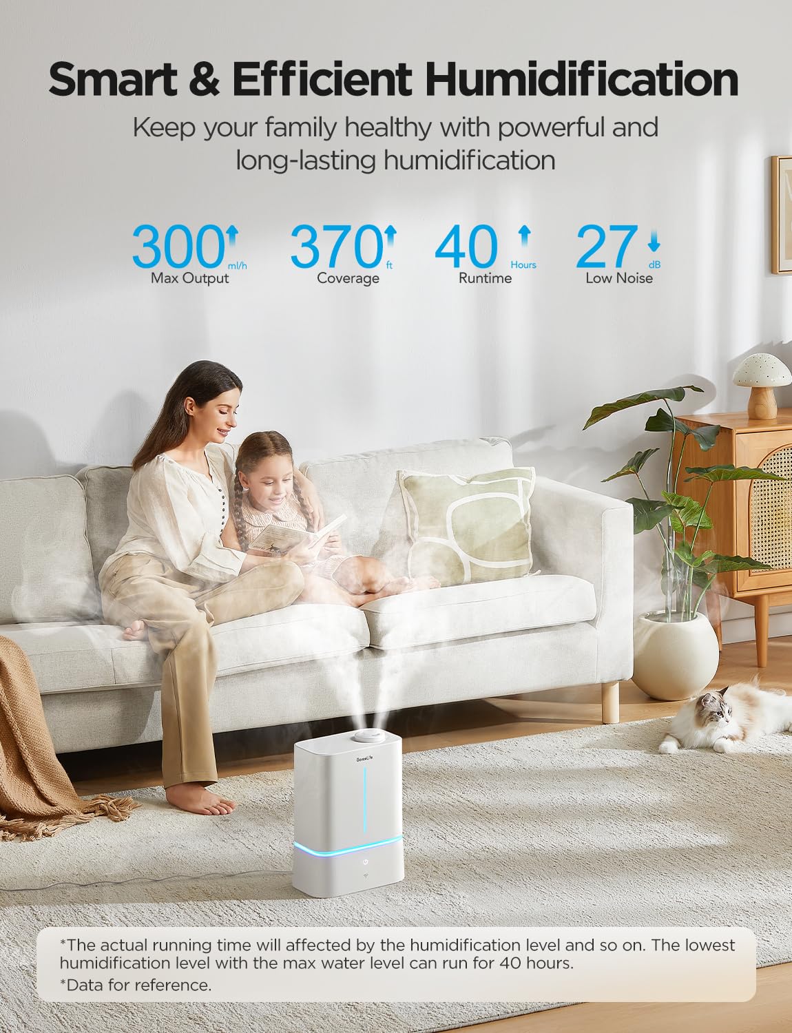 Goveelife Smart Humidifier For Bedroom Large Room, 4.5L Cool Mist Top Fill Humidifiers With Scent Diffuser & Night Light, Voice