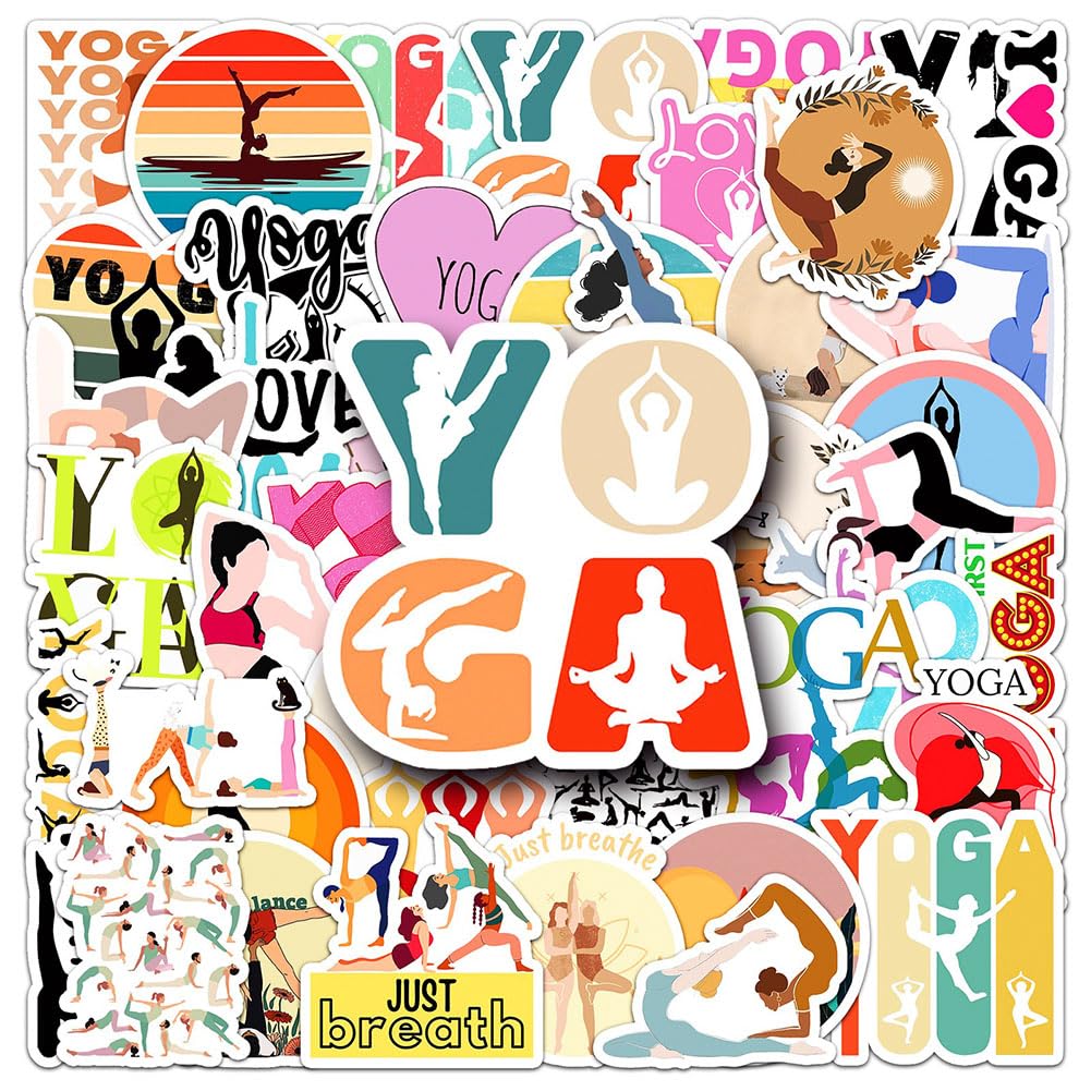 Yoga Stickers |50Pcs Yoga Waterproof Vinyl Decals For Water Bottles Laptop Luggage Cup Mobile Phone Computer Skateboard Refriger