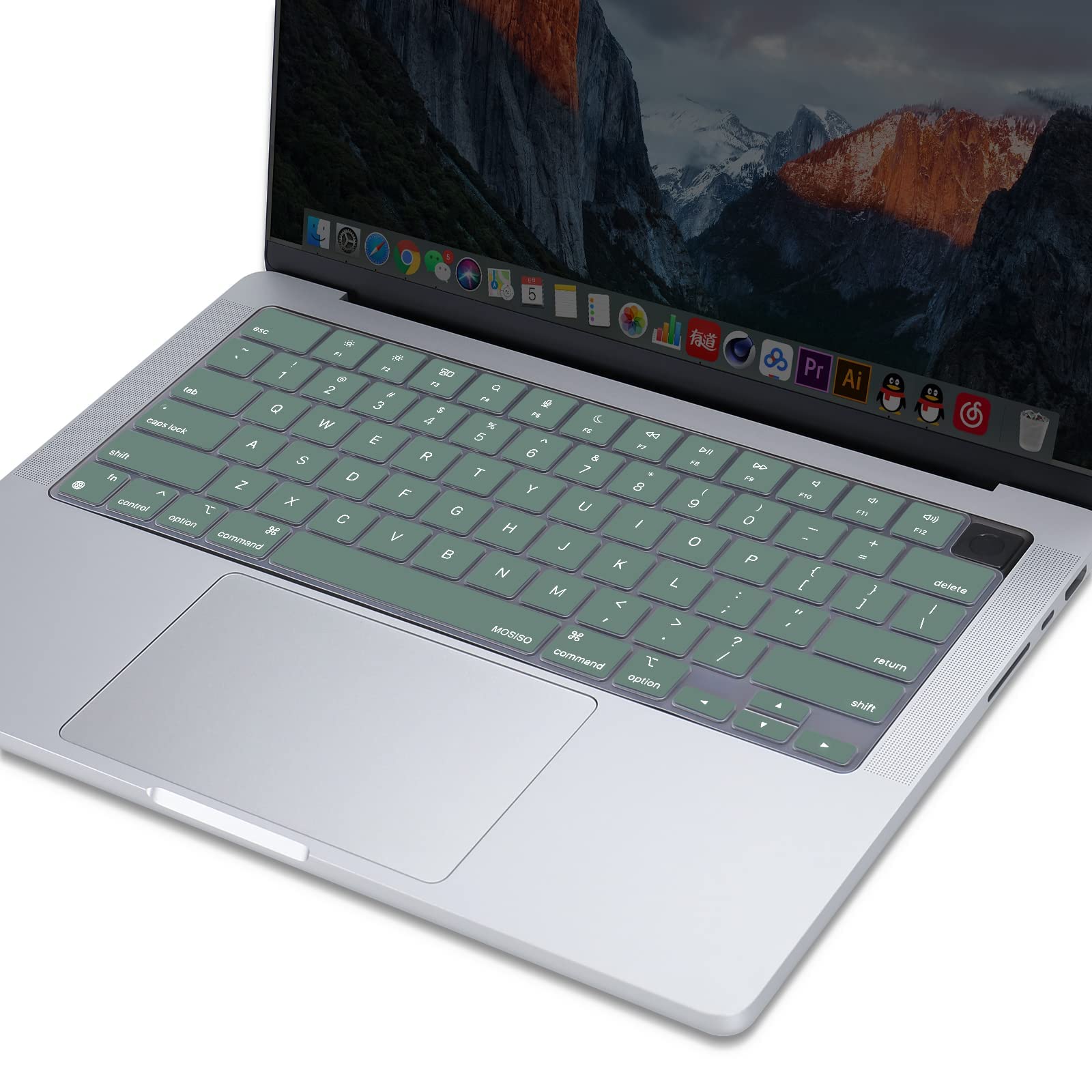 Mosiso Keyboard Cover Skin Compatible With Macbook Air 15 Inch M3 A3114 M2 A2941/Air 13.6 A3113 A2681/Pro 14/16 M4 M3 M2 M1, Mid