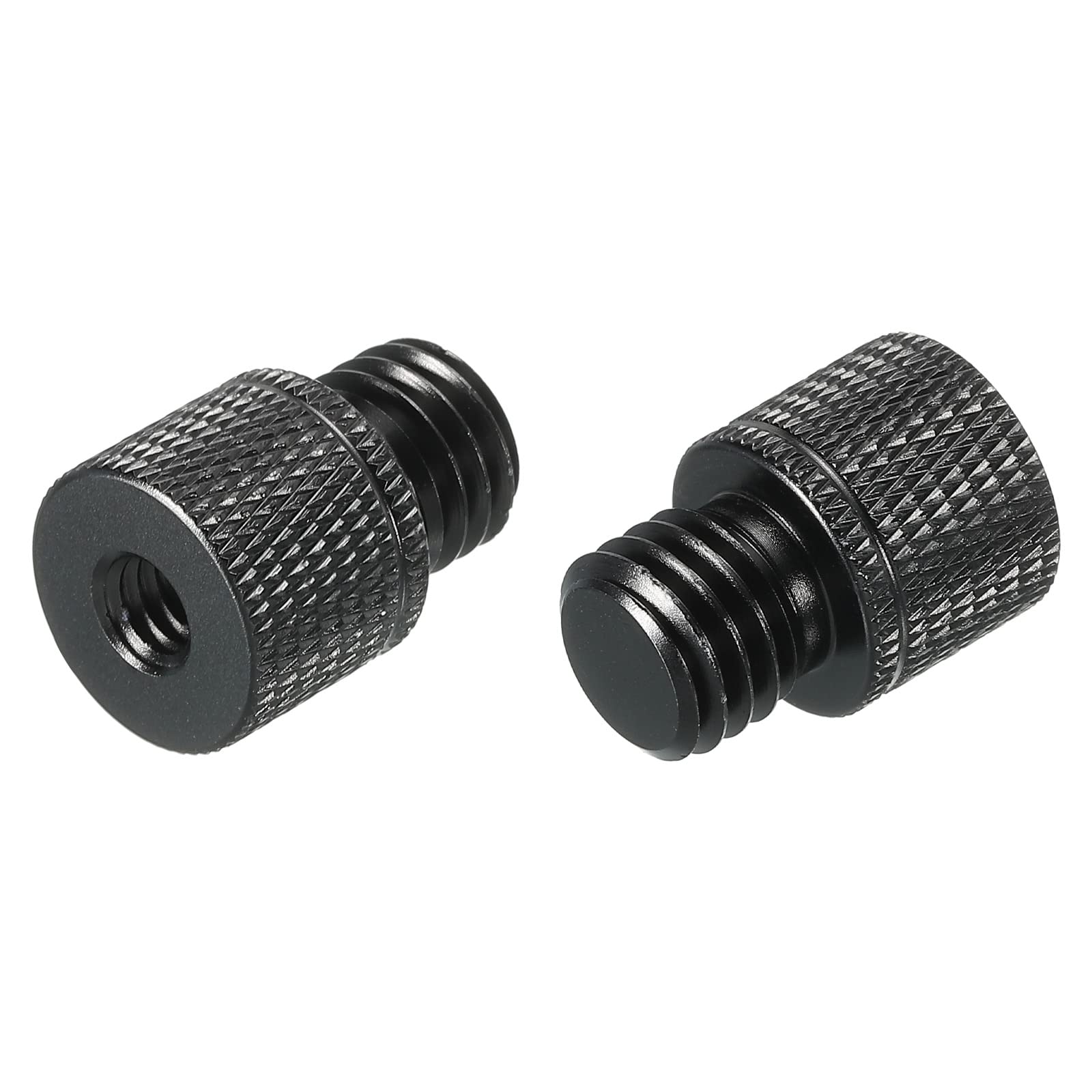 Meccanixity Mic Stand Adapter 1/4 Female X M12 Male Camera Screw Thread Adapter For Microphone Tripod Stand Black 2 Pack