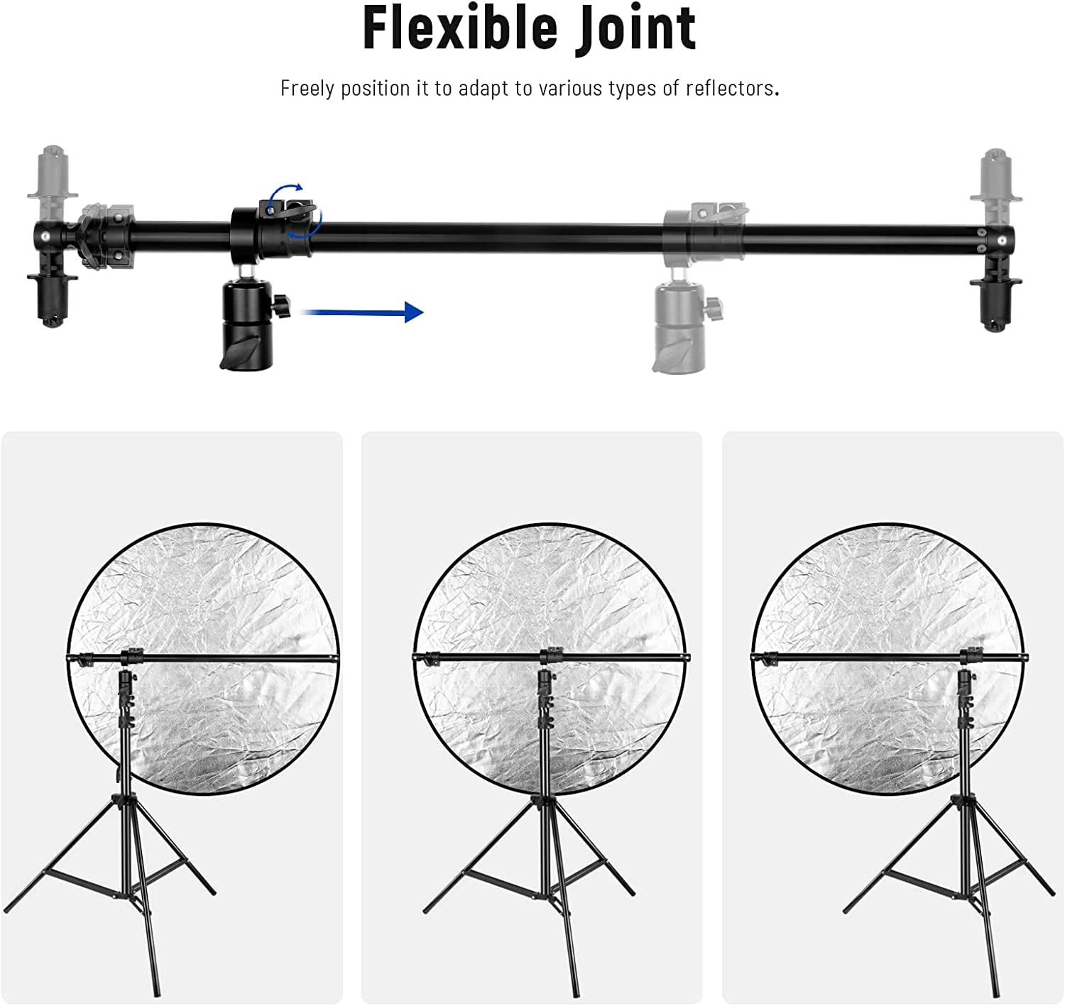 Neewer Extendable Reflector Holder Arm, Photo Studio Telescopic 27.9    To 47.2    Boom Arm 360 Degree Swivel Reflector Bracket