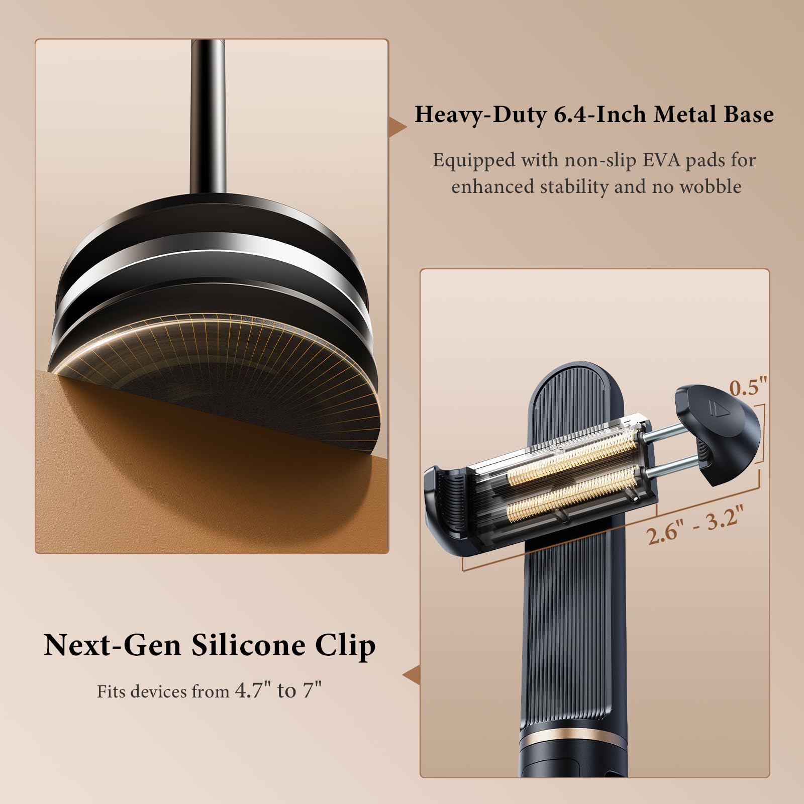 Wisfissh Height/Angle Adjustable Phone Holder, 10-25 Retractable Tall Phone Stand For Desk,720Rotatable+180Flip Phone Holder Sta