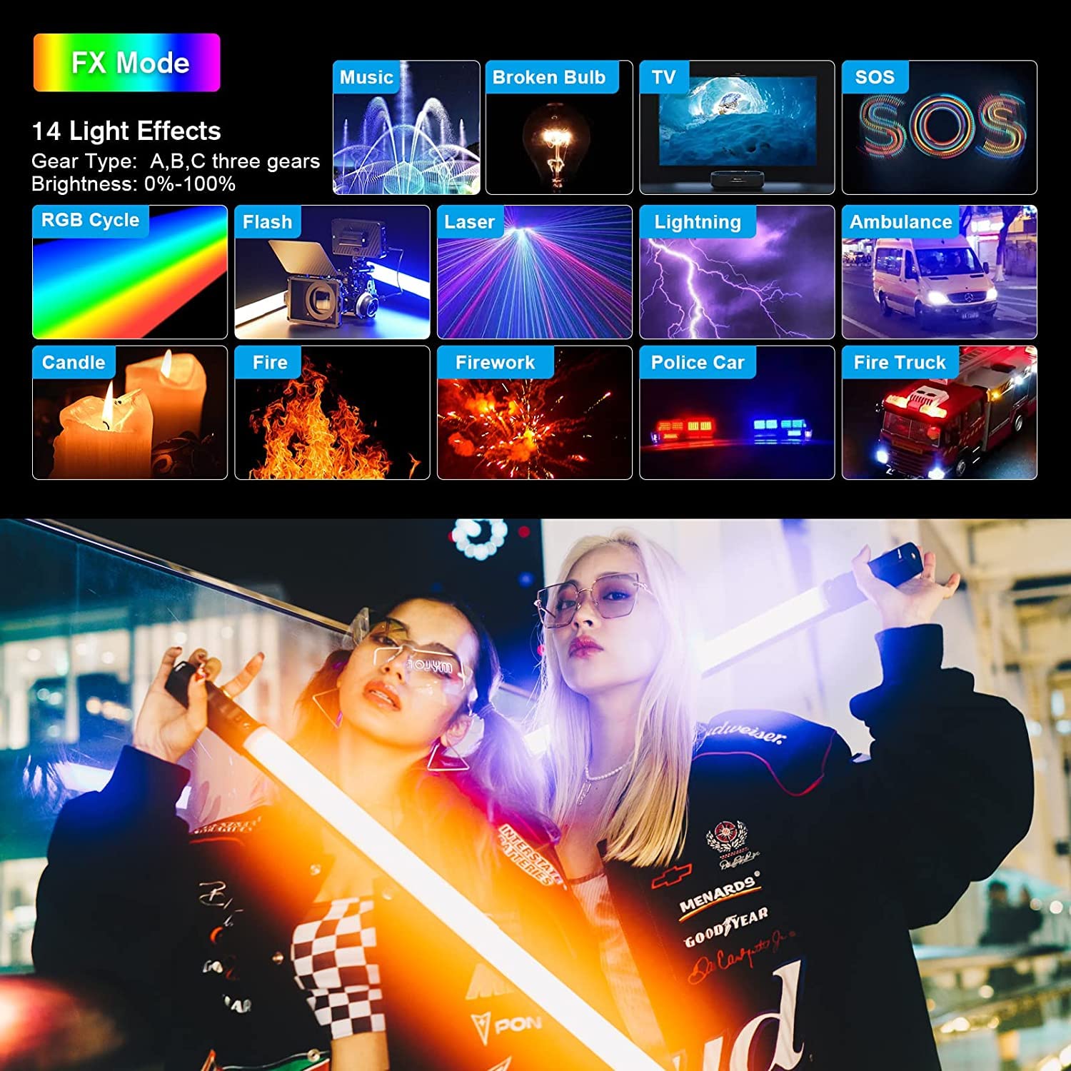 Sirui T120 Rgb Led Video Light Wand, Portable Handheld Studio Light Stick For Photography, 47.2'' Tube Light With Rechargeable B