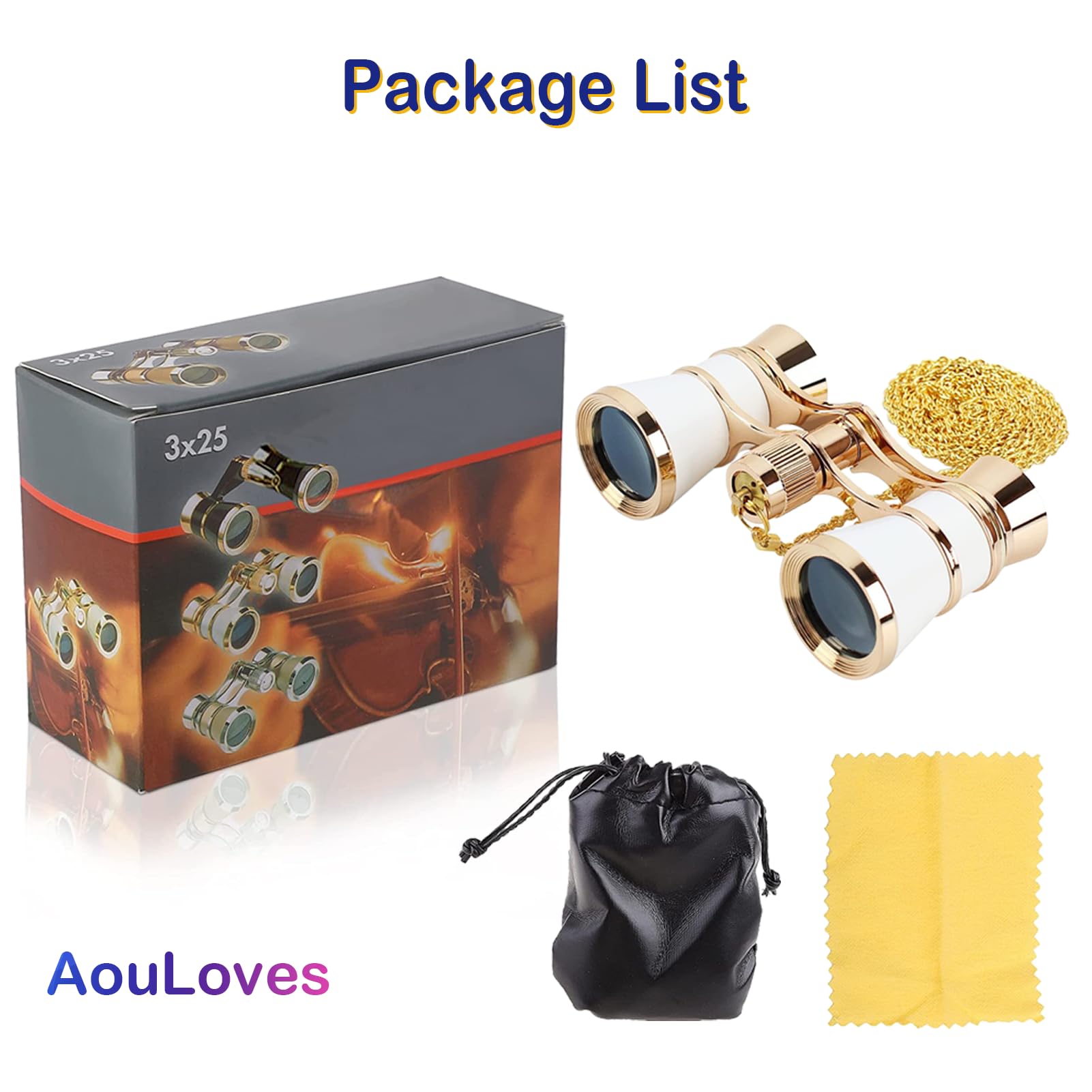 Opera Glasses Binoculars 3 X 25 Compact And Lightweight Optical Bk7 Theater Glasses With Chain For Adults Kids Women In Concert