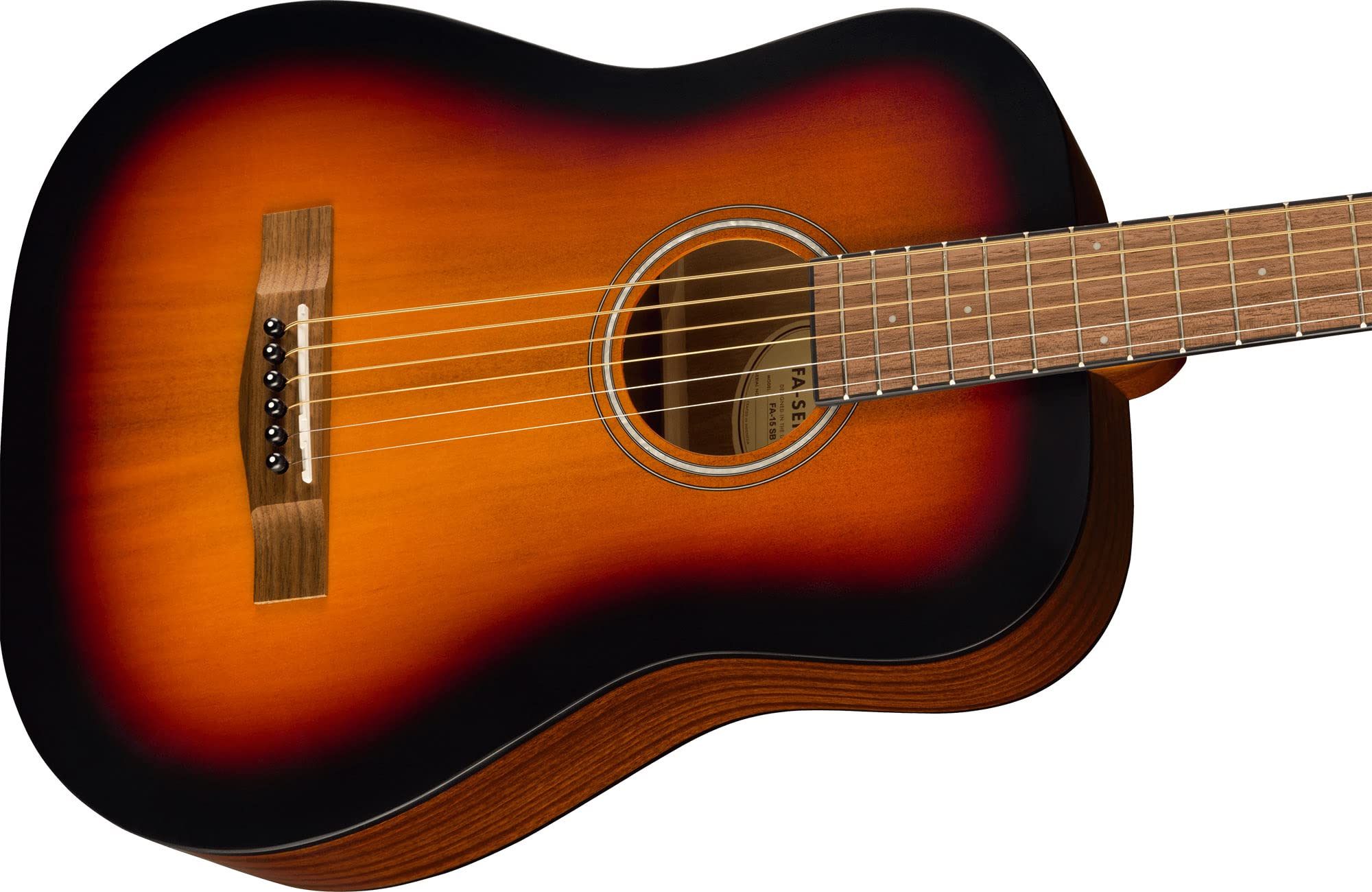 Fender Fa-15 3/4-Scale Kids Steel String Acoustic Guitar - Sunburst Learn-To-Play Bundle With Gig Bag, Tuner, Strap, Picks, Fend