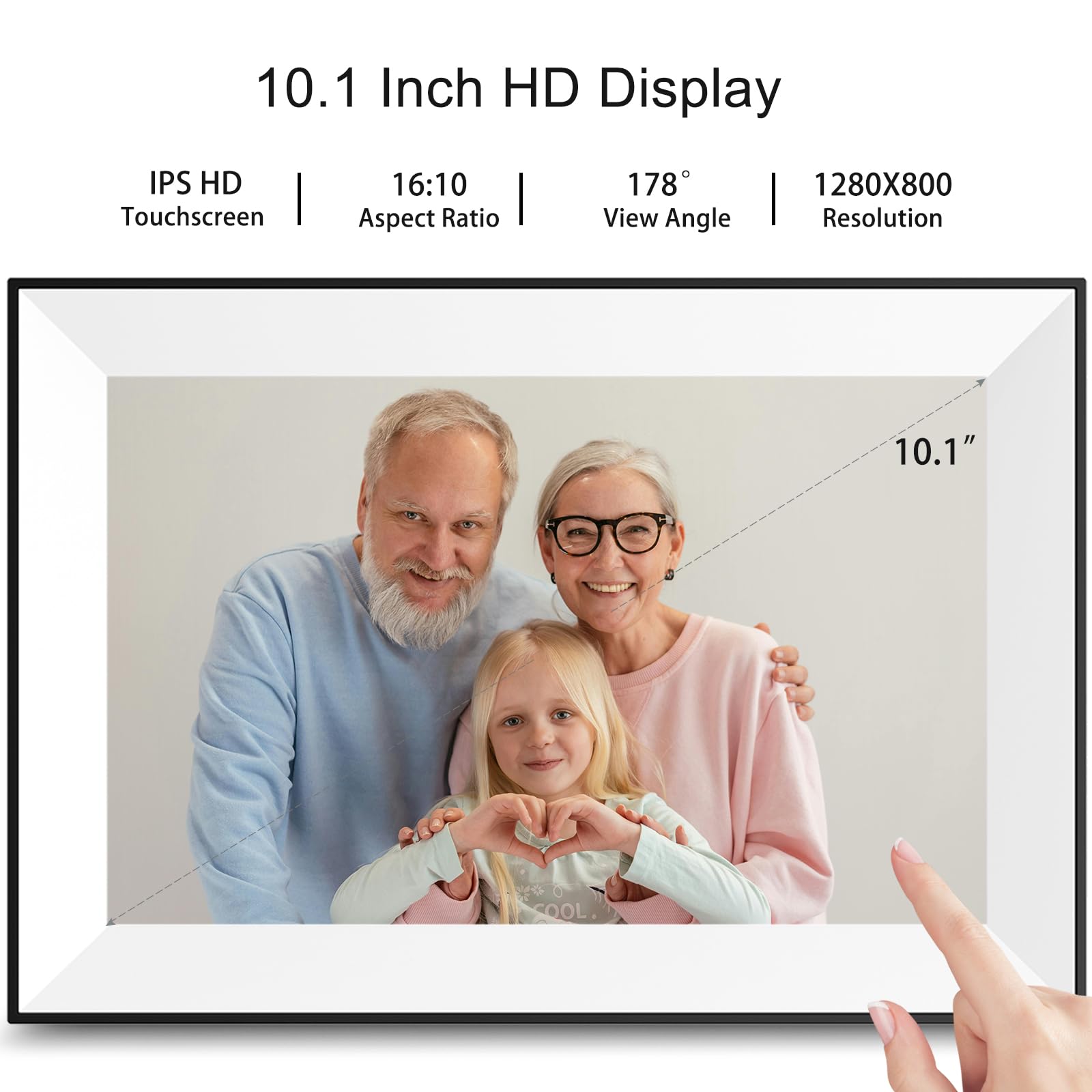 Digital Picture Frame 10.1 Inch Digital Photo Frame Wifi Smart Electronic Frame 16 Gb Ips Touch Screen,Auto Rotate,Easy To Use L