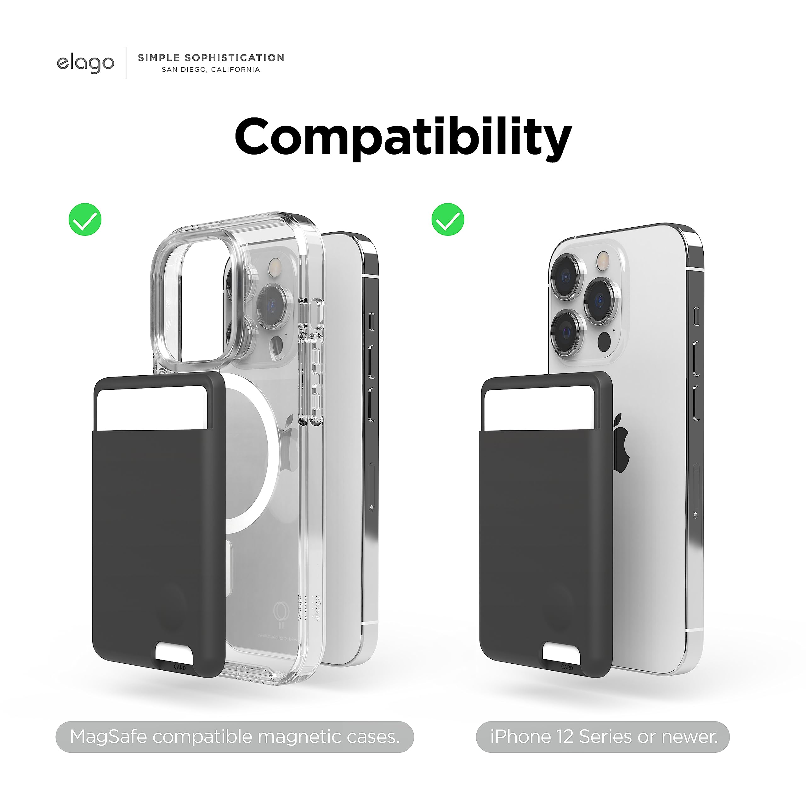 Elago Magnetic Wallet Card Holder 2-Cards Compatible With Magsafe For Iphone 16/15/14/13/12 Series - Secure Phone Wallet, Long L