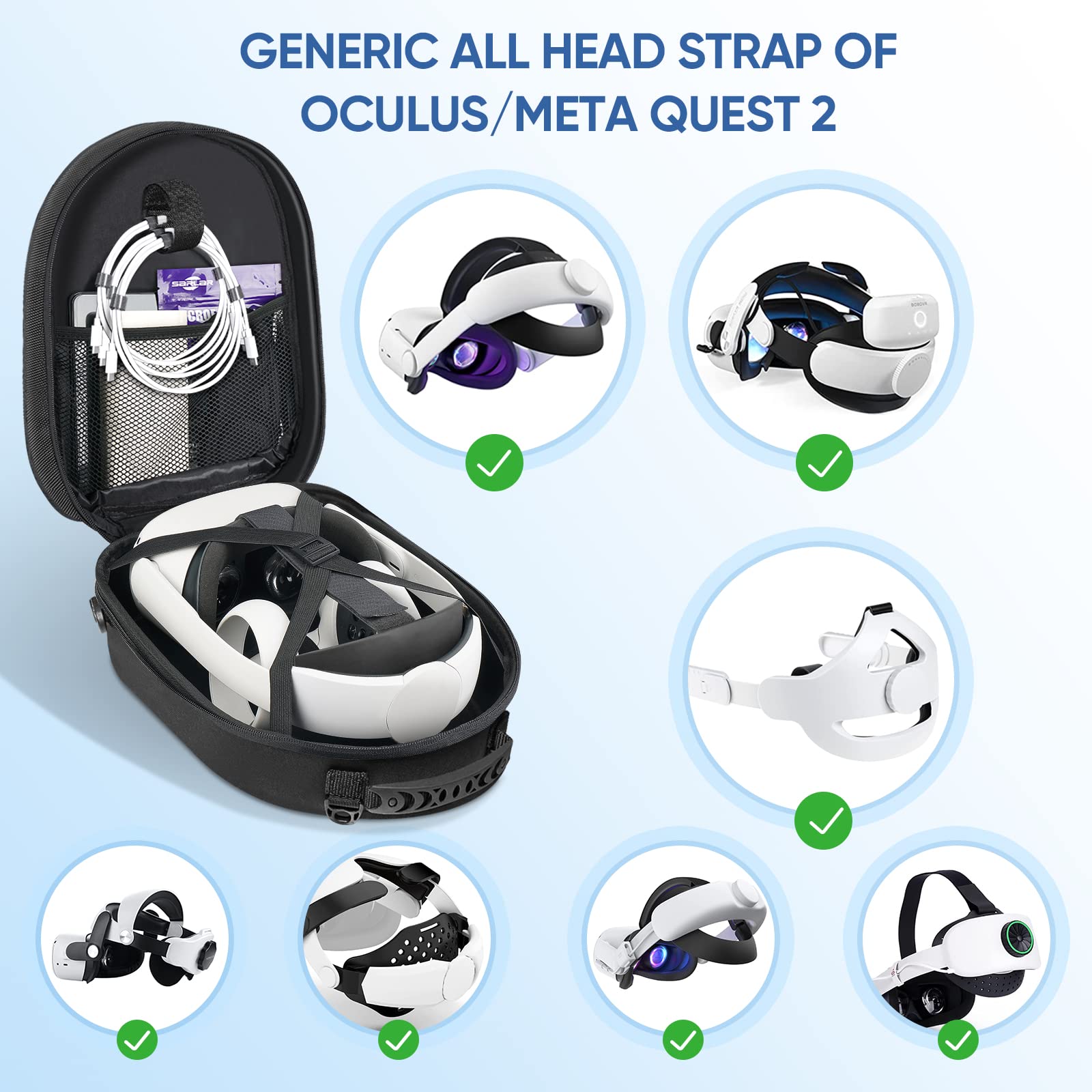 Carrying Case For Oculus Meta Quest 2/Quest Pro And Accessories, Expandable Capacity Generic Compatible With Kiwi Design/Bobovr