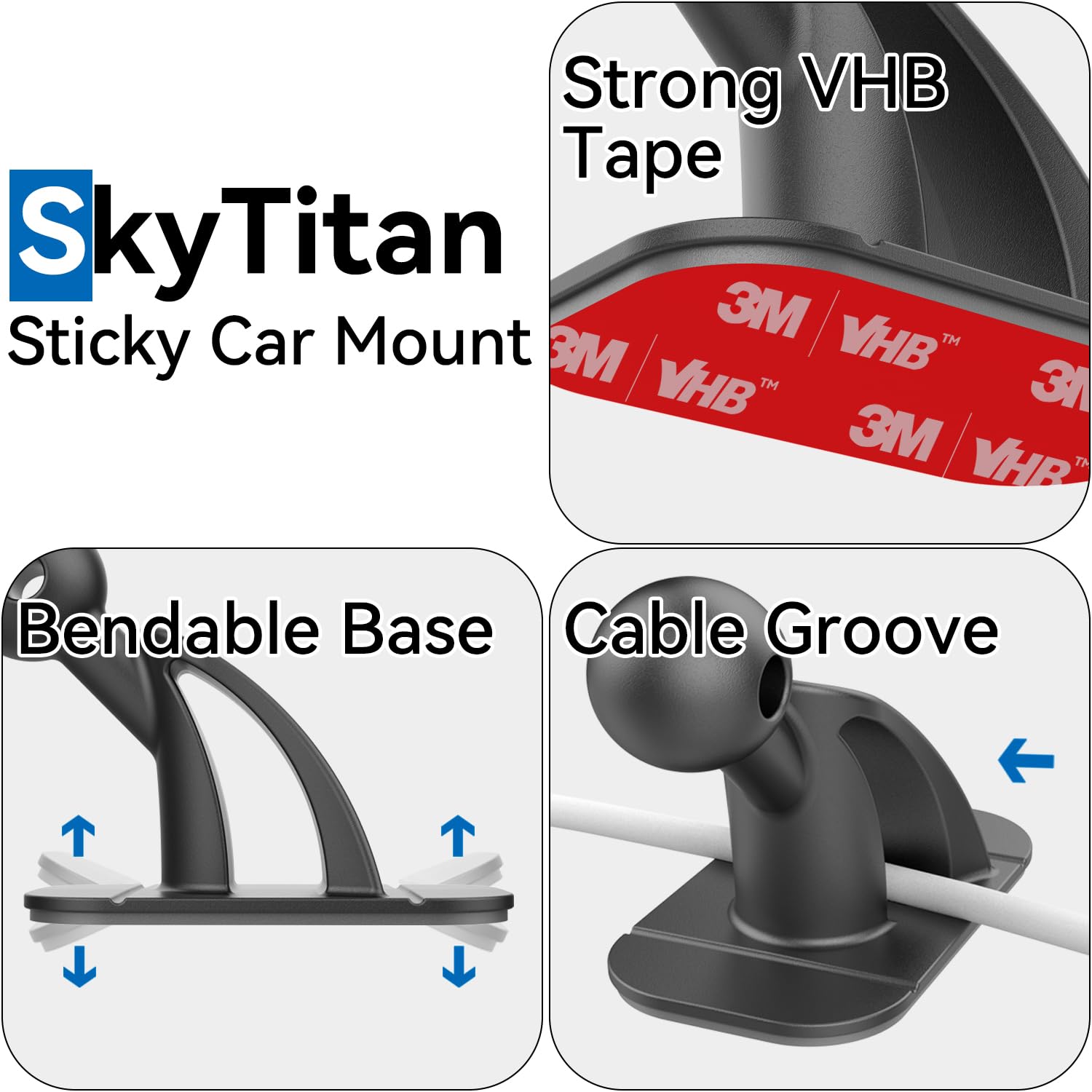 Skytitan 4 Pack Sticky 17Mm Ball Mount For Car Mount Adhesive Replacement Magnetic Phone Holder Magsafe Mounting Base Dashboard
