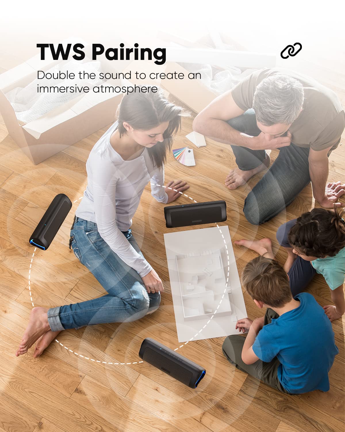 Bluetooth Speaker With Hd Sound, Portable Wireless, Ipx5 Waterproof, Up To 24H Playtime, Tws Pairing, Bt5.3, For Home/Party/Outd