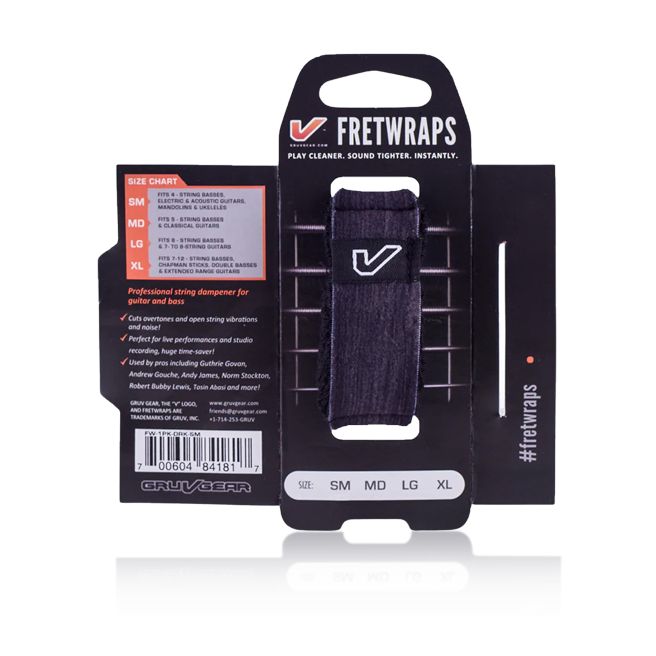Gruv Gear FretWraps Wood Ebony String Muter 1-Pack , Large, Ebony Wood
