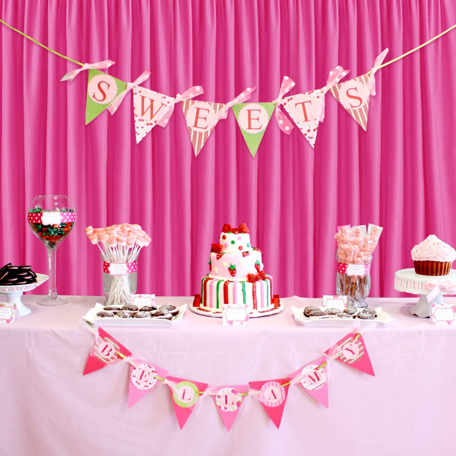 Hiasan Fuchsia Backdrop Curtains For Parties, Polyester Photography Backdrop Drapes For Family Gatherings, Wedding Decorations,