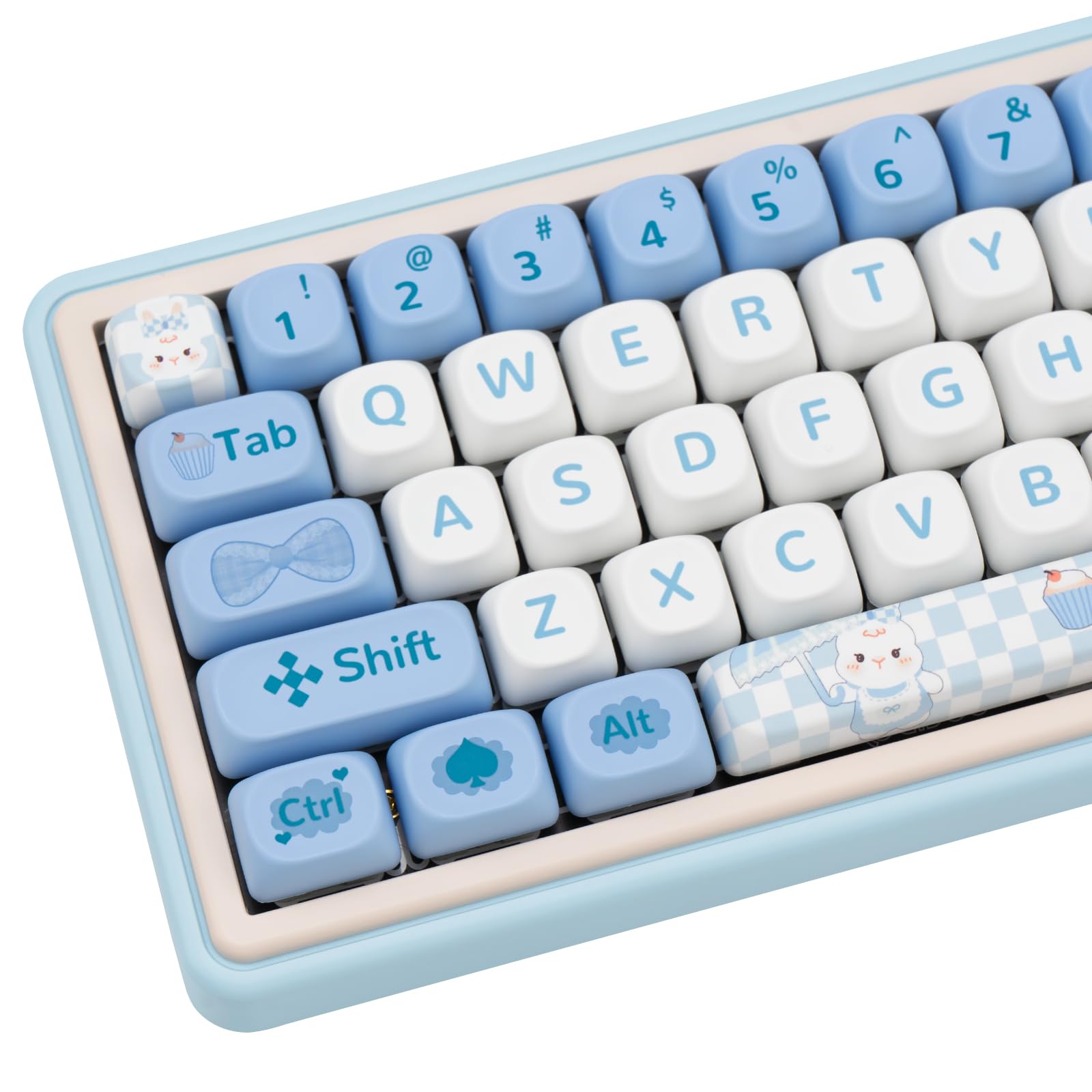 Coomickey Pbt Keycaps, 144 Key Blue Keycaps, Cute Cartoon Moa Keycaps Set, Kawaii Dye Sub Custom Keycap Set For Gateron Kailh Ch