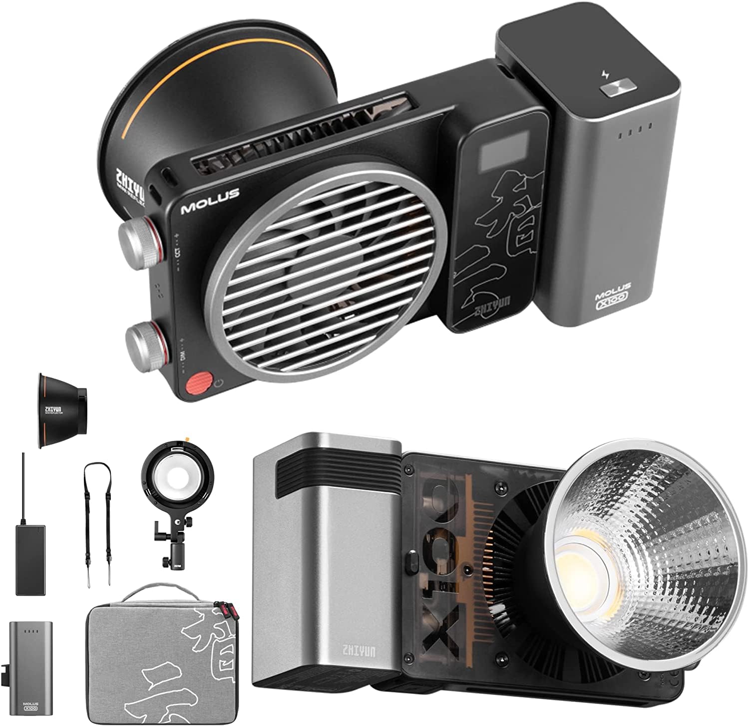 Zhiyun Molus X100 Combo 100W Bi Color Led Video Light, 385G Led Pocket Light, 2700K 6500K Cri 95+ Tlci 97+W/Bowens Mount Adapter