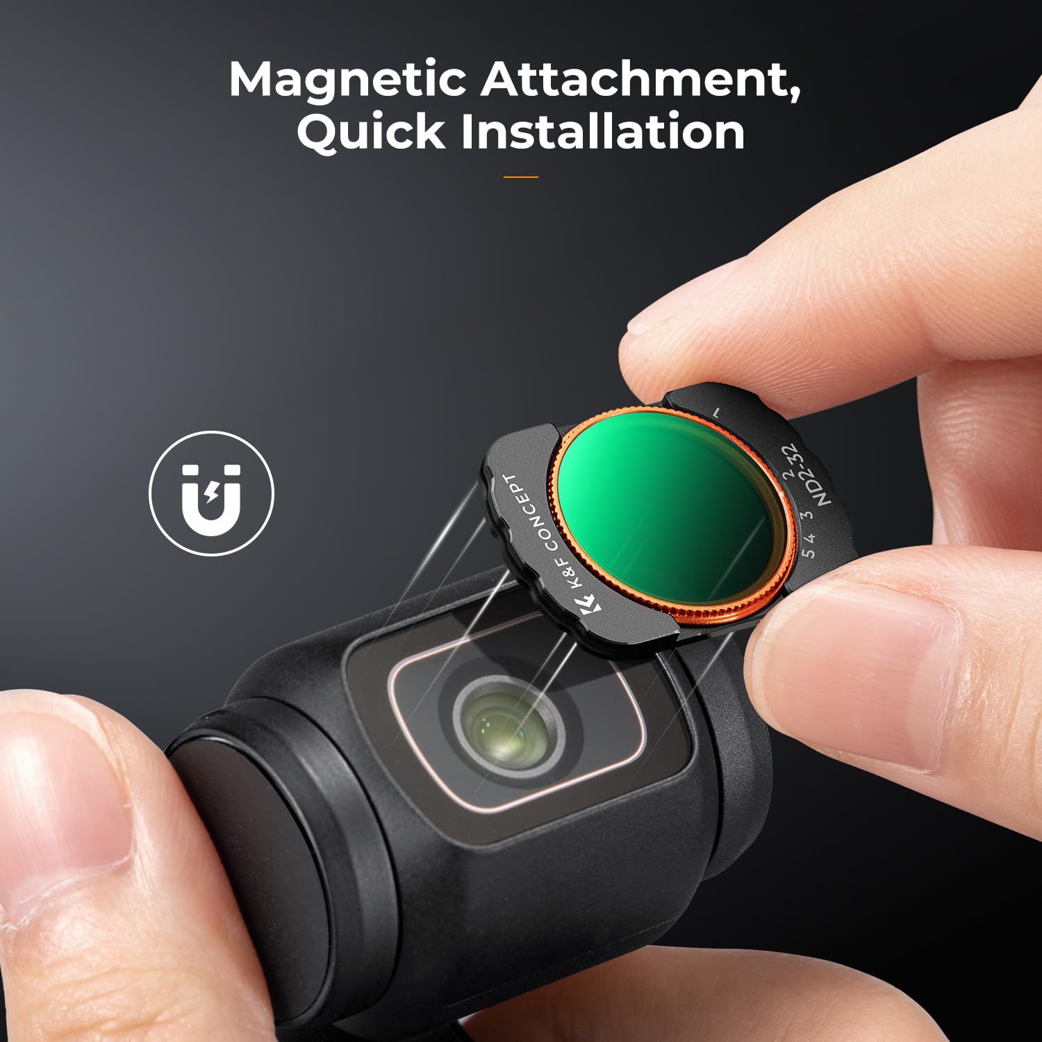 K&F Concept Adjustable Magnetic Nd Filters Set For Dji Osmo Pocket 3 Creator Combo, Adjustable Nd Filters 1 5 Stops + 6 9 Stops